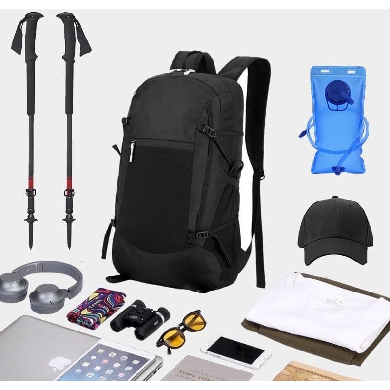Mochila de Senderismo Plegable 30L Unisex Negra - B300
