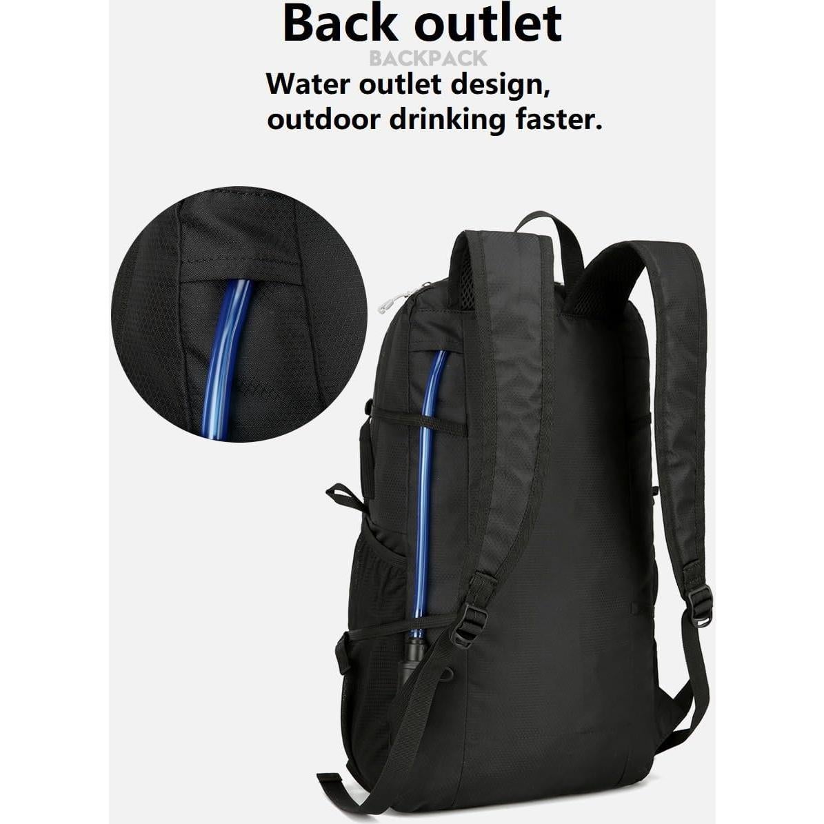 Mochila de Senderismo Plegable 30L Unisex Negra - B300