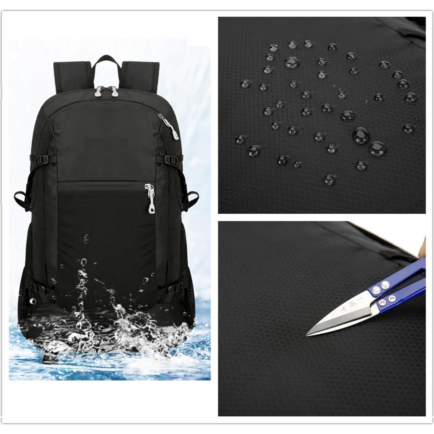 Mochila de Senderismo Plegable 30L Unisex Negra - B300