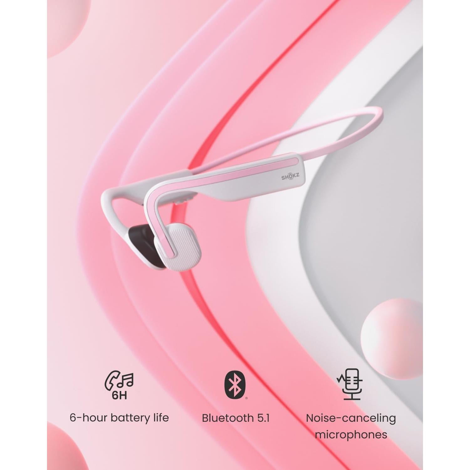 Auriculares Inalámbricos SHOKZ OpenMove Rosa - Conducción Ósea, Resistente al Sudor, 6 Horas de Batería