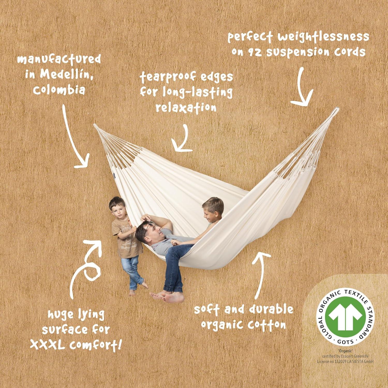 Hamaca Extra Grande LA SIESTA Modesta Algodón Orgánico 200 Kg