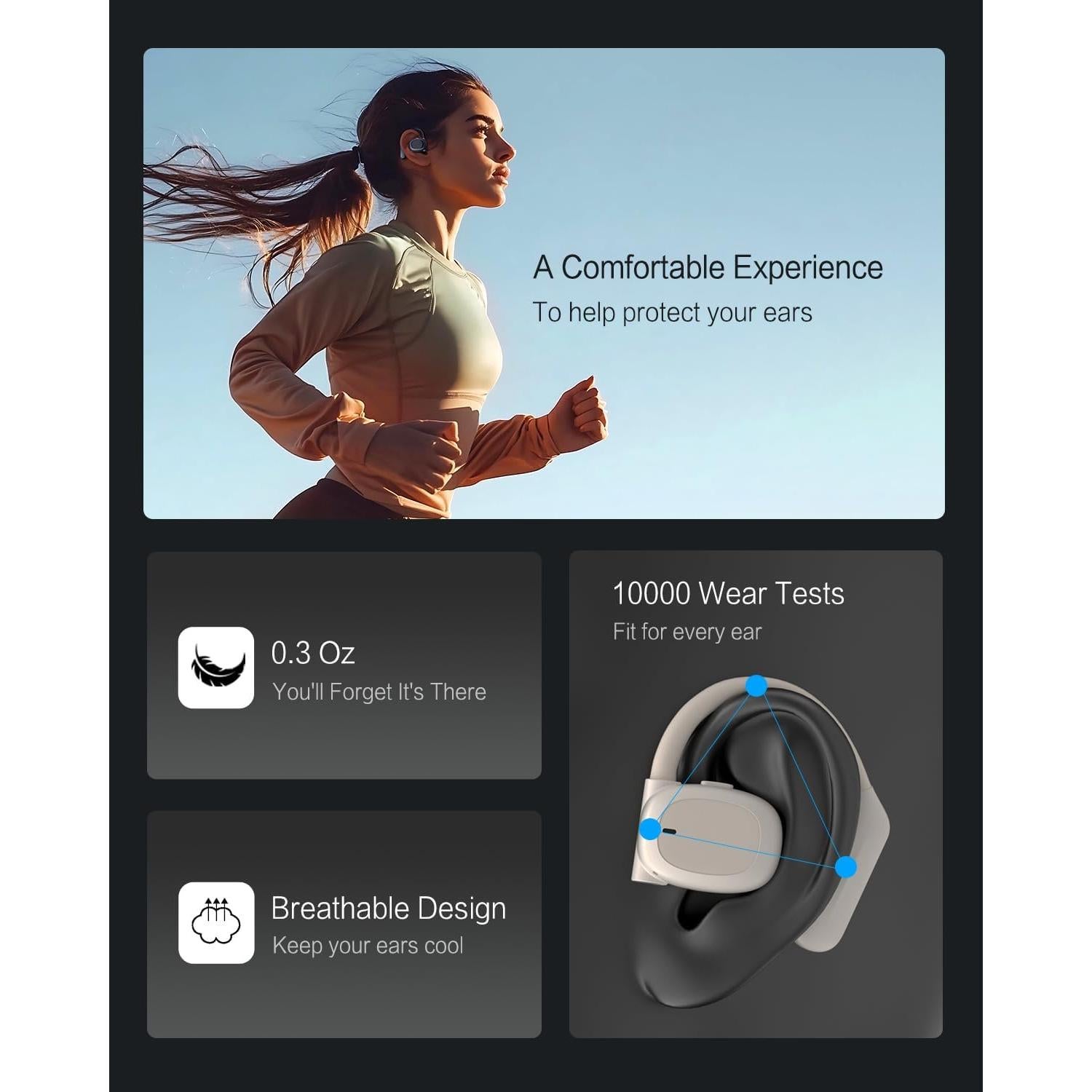 Auriculares Inalámbricos Neoqoqo OWS Bluetooth 5.4 80H Negro