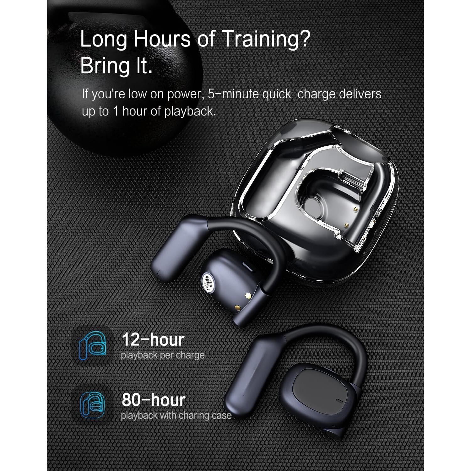 Auriculares Inalámbricos Neoqoqo OWS Bluetooth 5.4 80H Negro