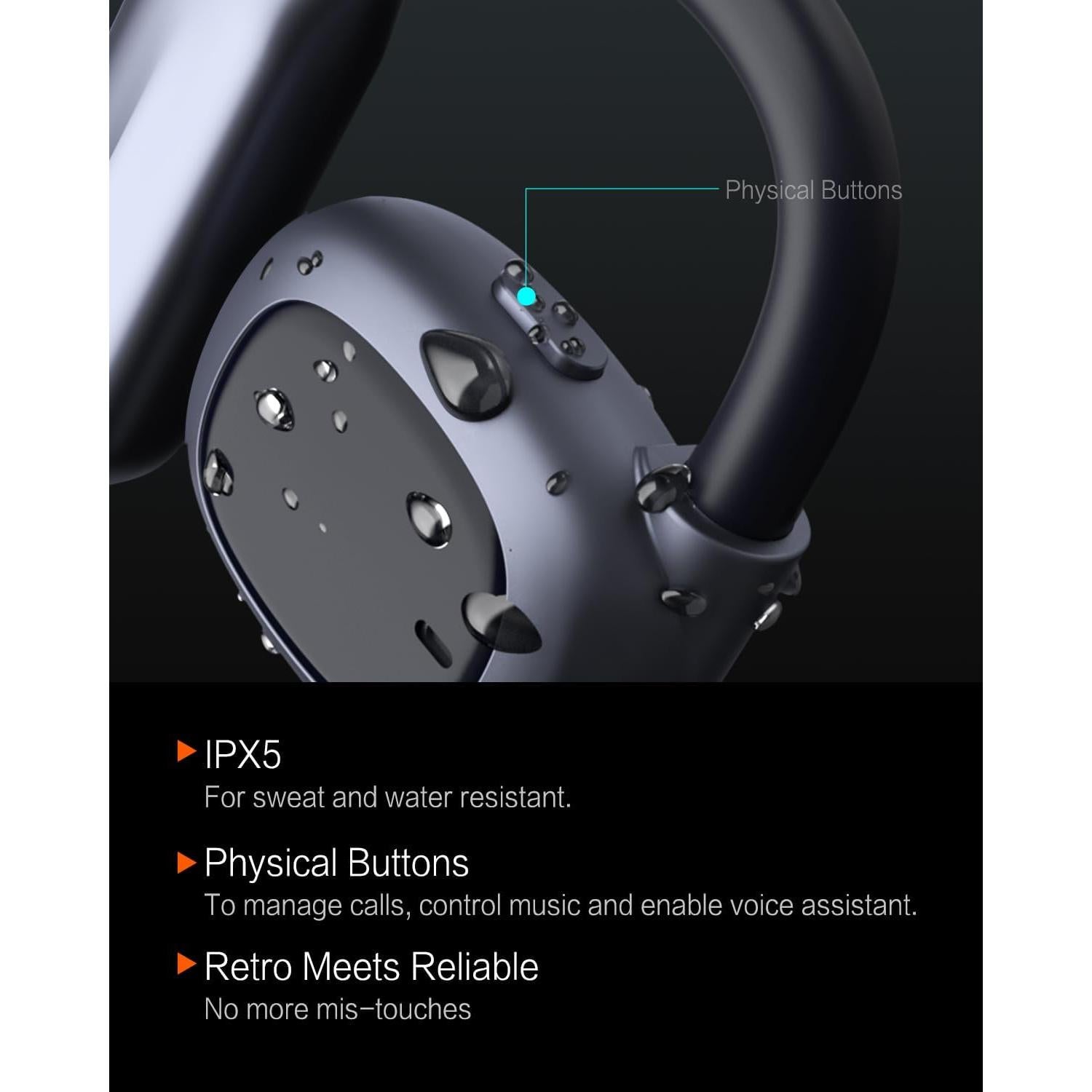 Auriculares Inalámbricos Neoqoqo OWS Bluetooth 5.4 80H Negro