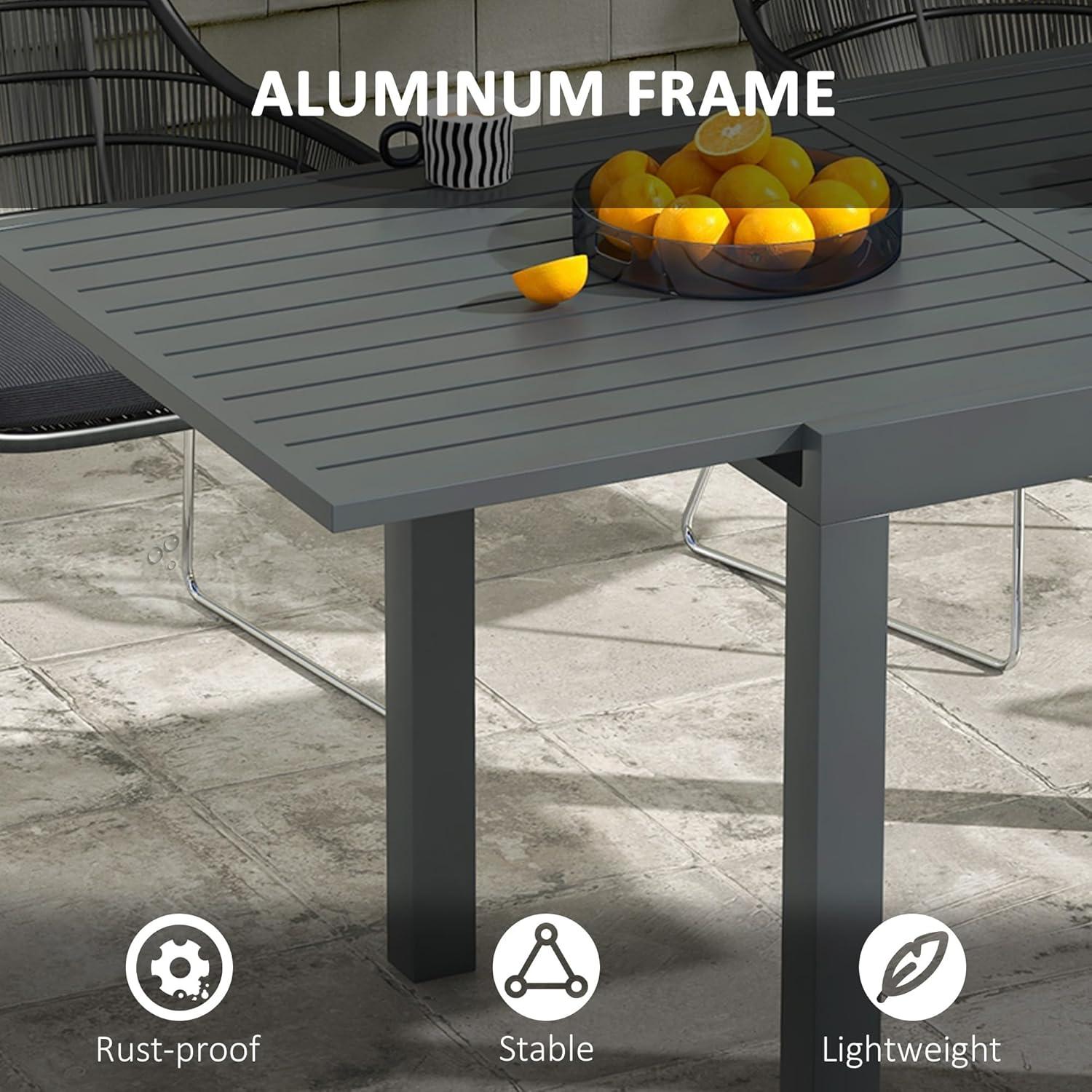 Mesa de Comedor Expandible Outsunny para Patio Gris 4-6 Personas