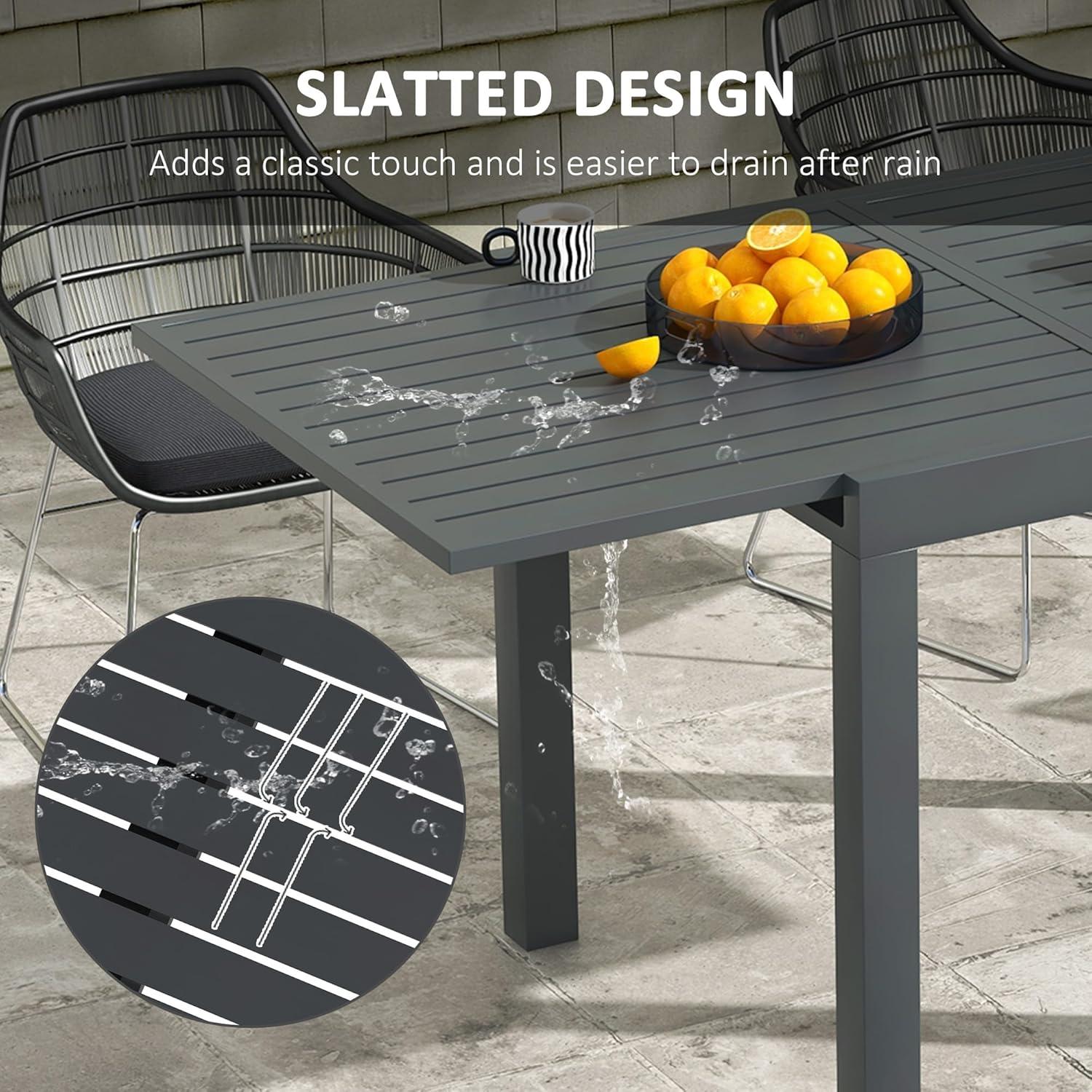 Mesa de Comedor Expandible Outsunny para Patio Gris 4-6 Personas