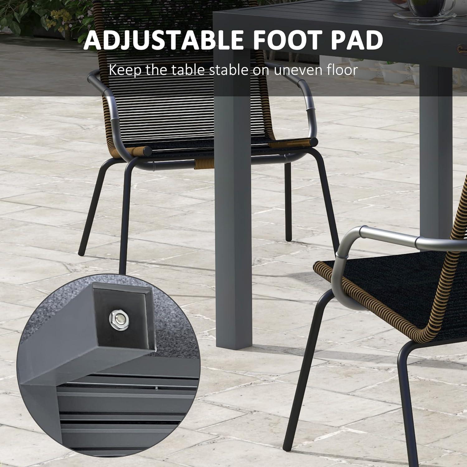 Mesa de Comedor Expandible Outsunny para Patio Gris 4-6 Personas