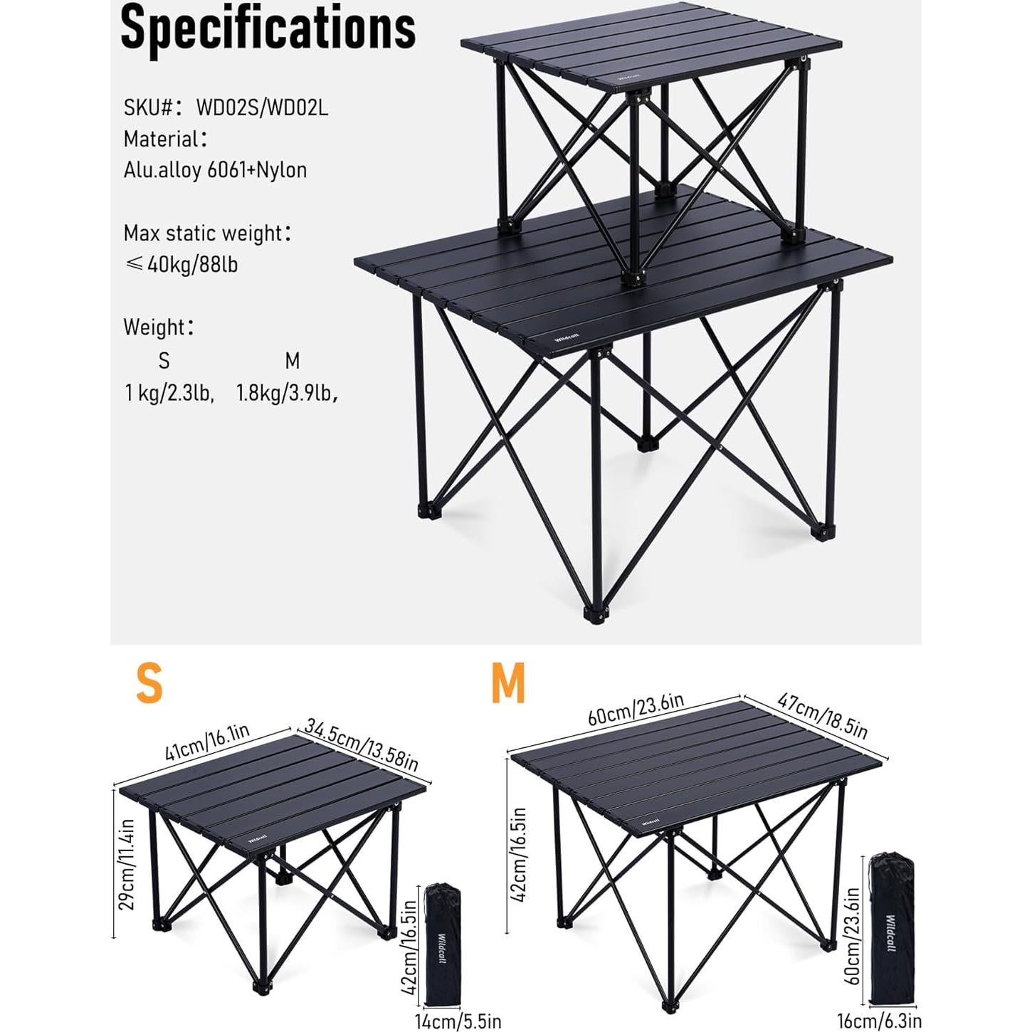 Mesa de Camping Plegable WildCall Alu.Table Ultraligera 1.1kg