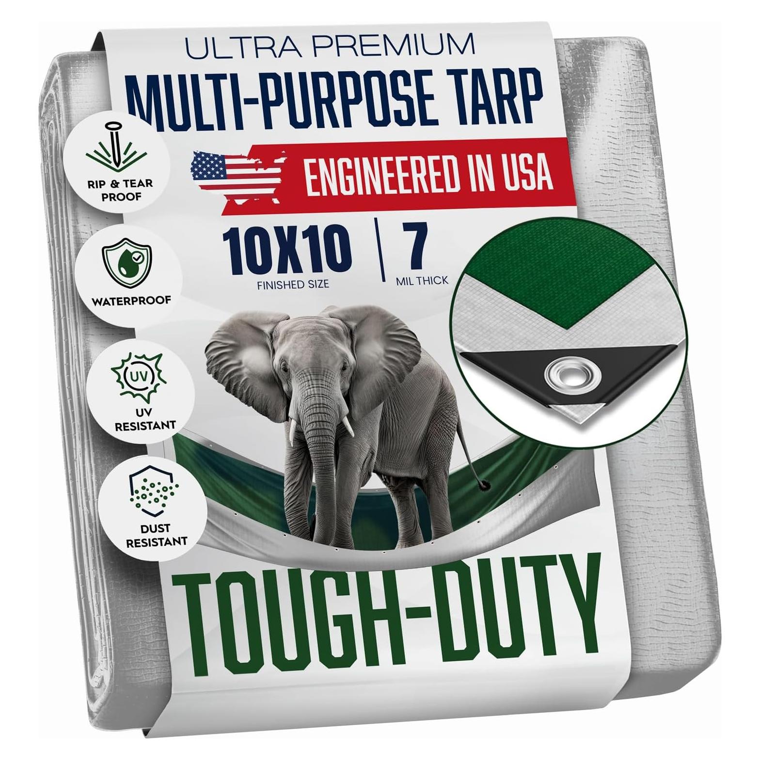 Lona Resistente KING-A-MA-JIGS 10x10 Verde 7 Mil Tratada UV