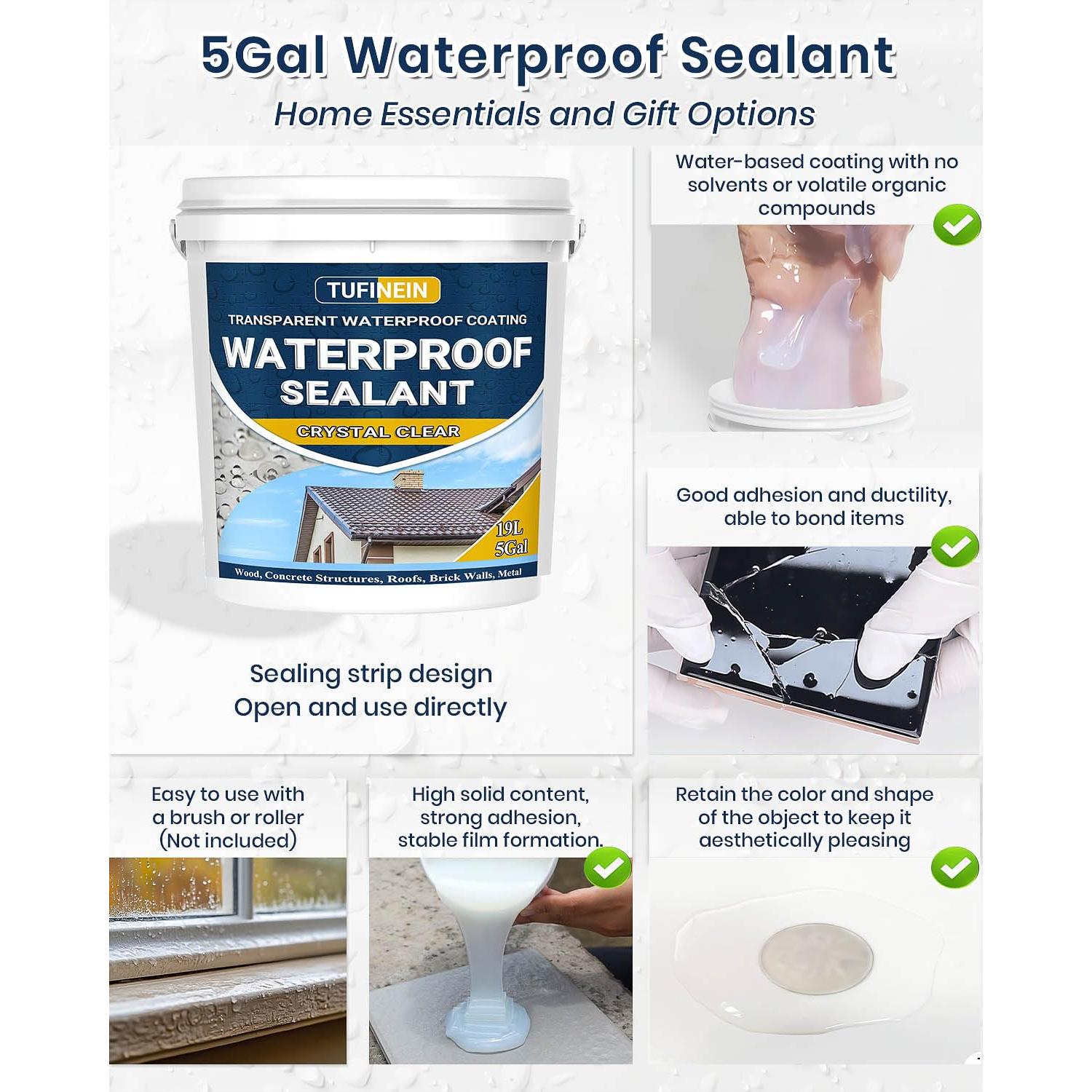 Sellador Impermeable Claro 5 Galones TUFINEIN para Techos y Paredes
