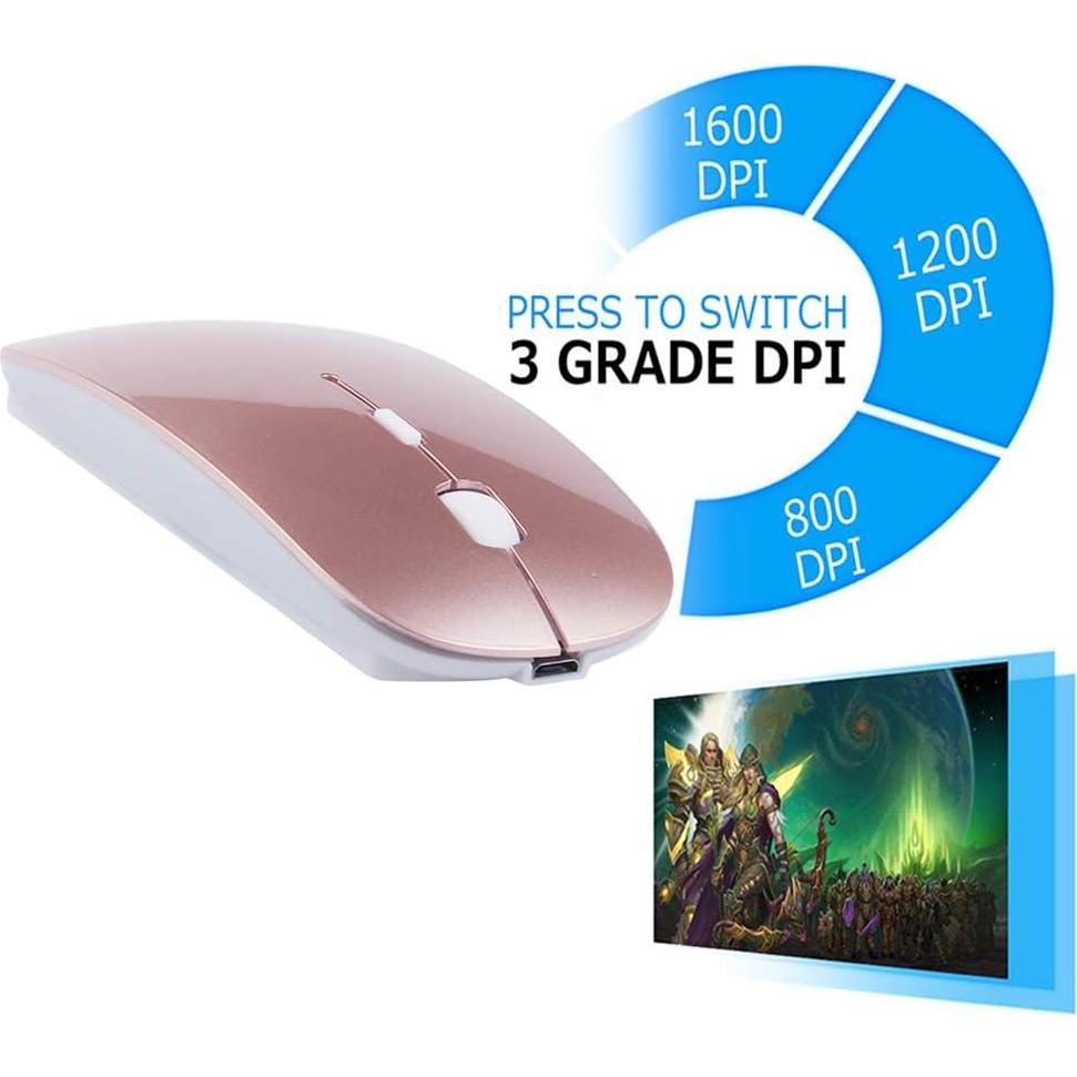 Ratón Bluetooth KLO GD Oro Rosa Recargable 1600 DPI