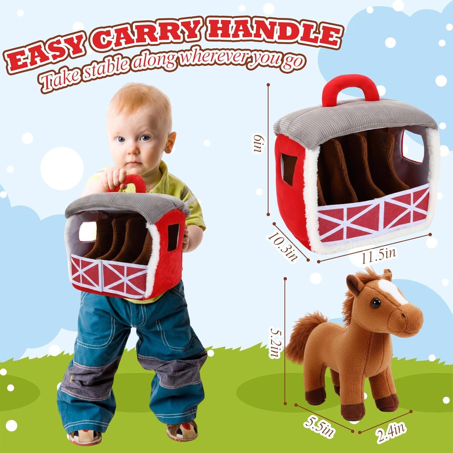 Juego de 6 Piezas de Peluche Caballos con Establo LaRandom