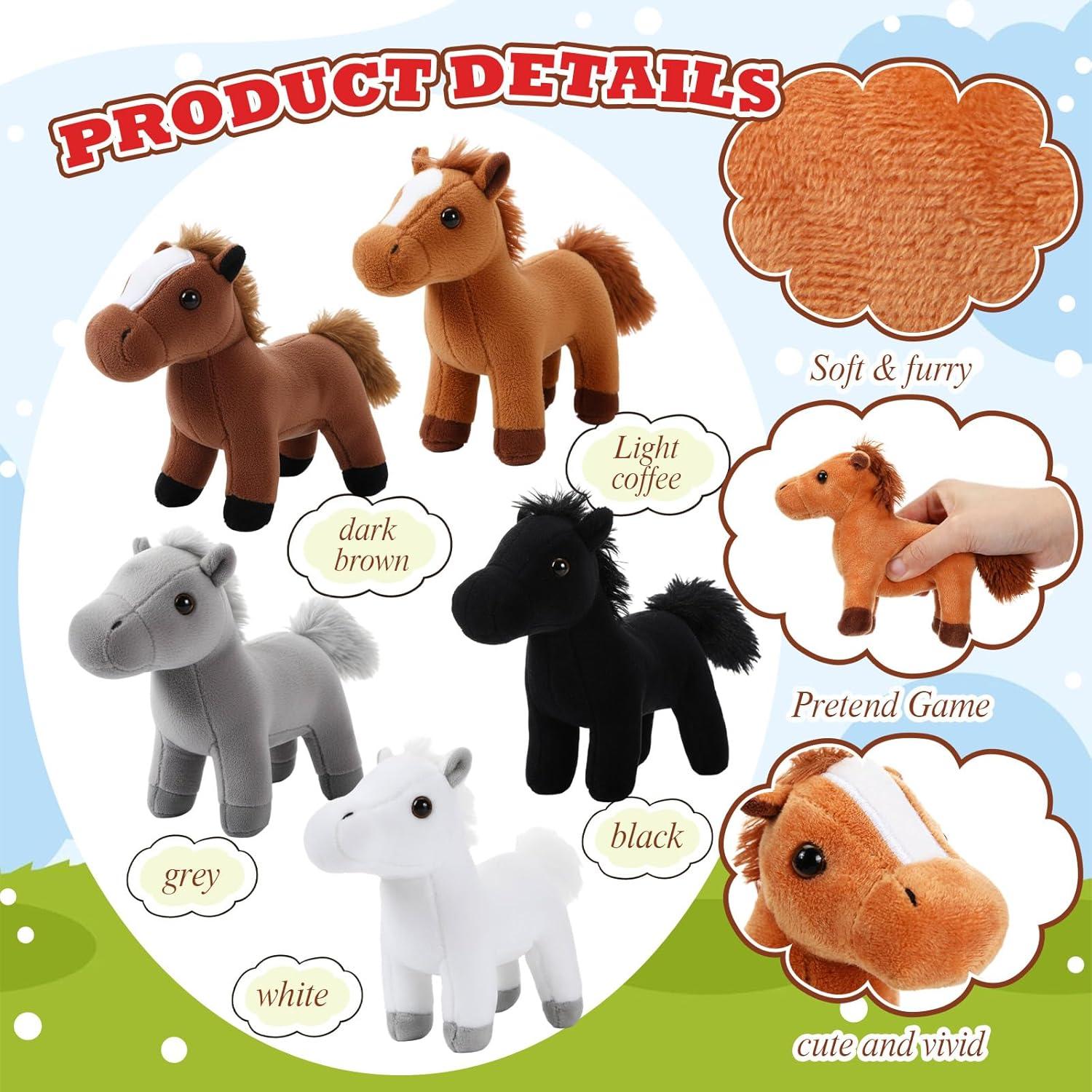 Juego de 6 Piezas de Peluche Caballos con Establo LaRandom