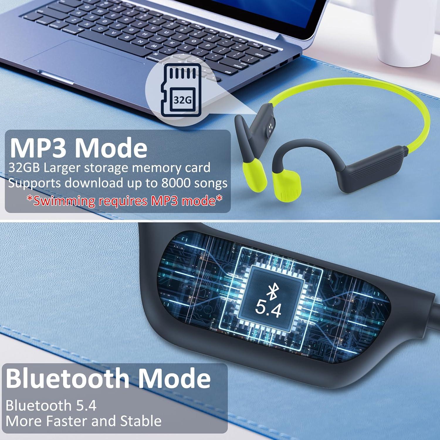 Auriculares de Conducción Ósea LiteSurge S800 IP68 Verde Neón