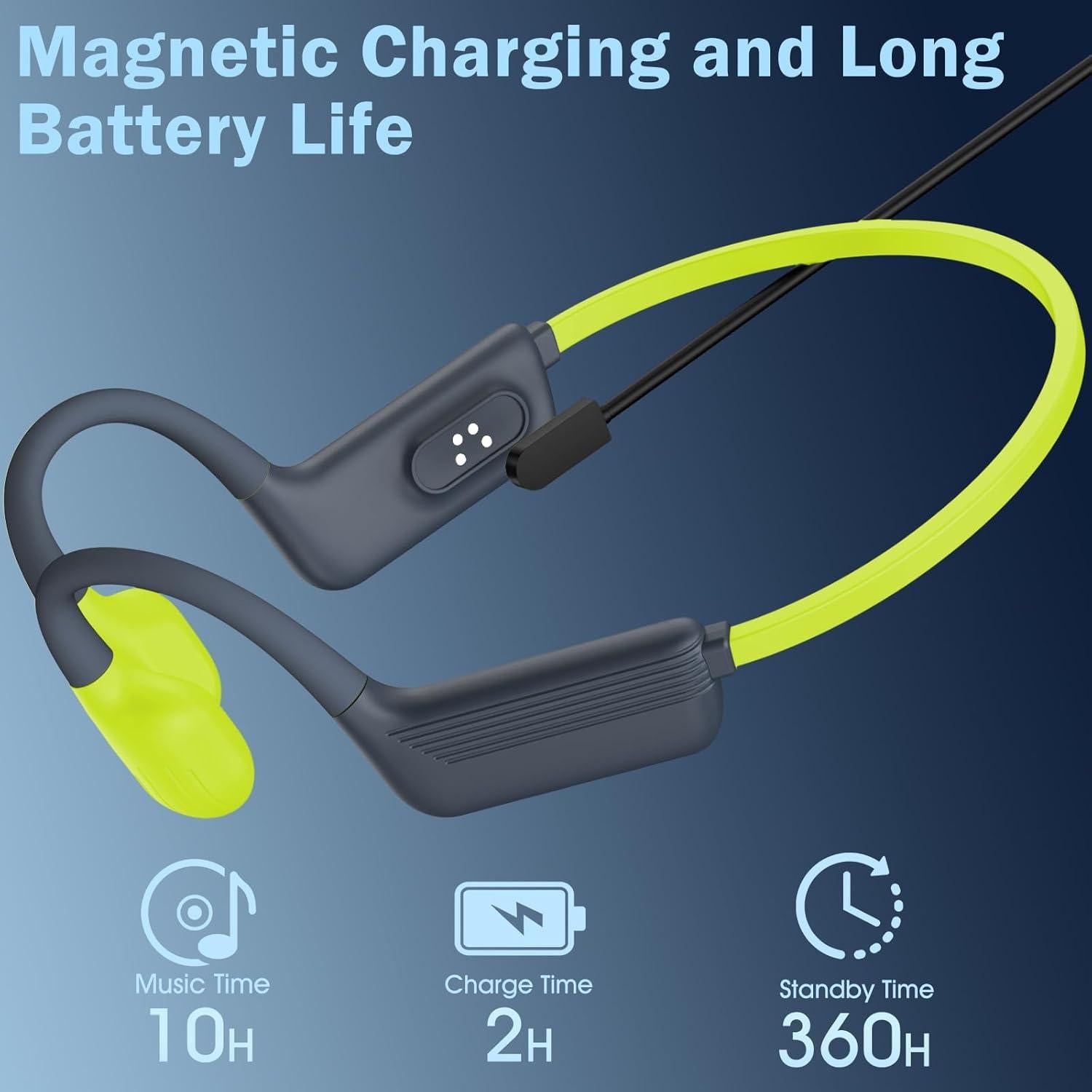 Auriculares de Conducción Ósea LiteSurge S800 IP68 Verde Neón