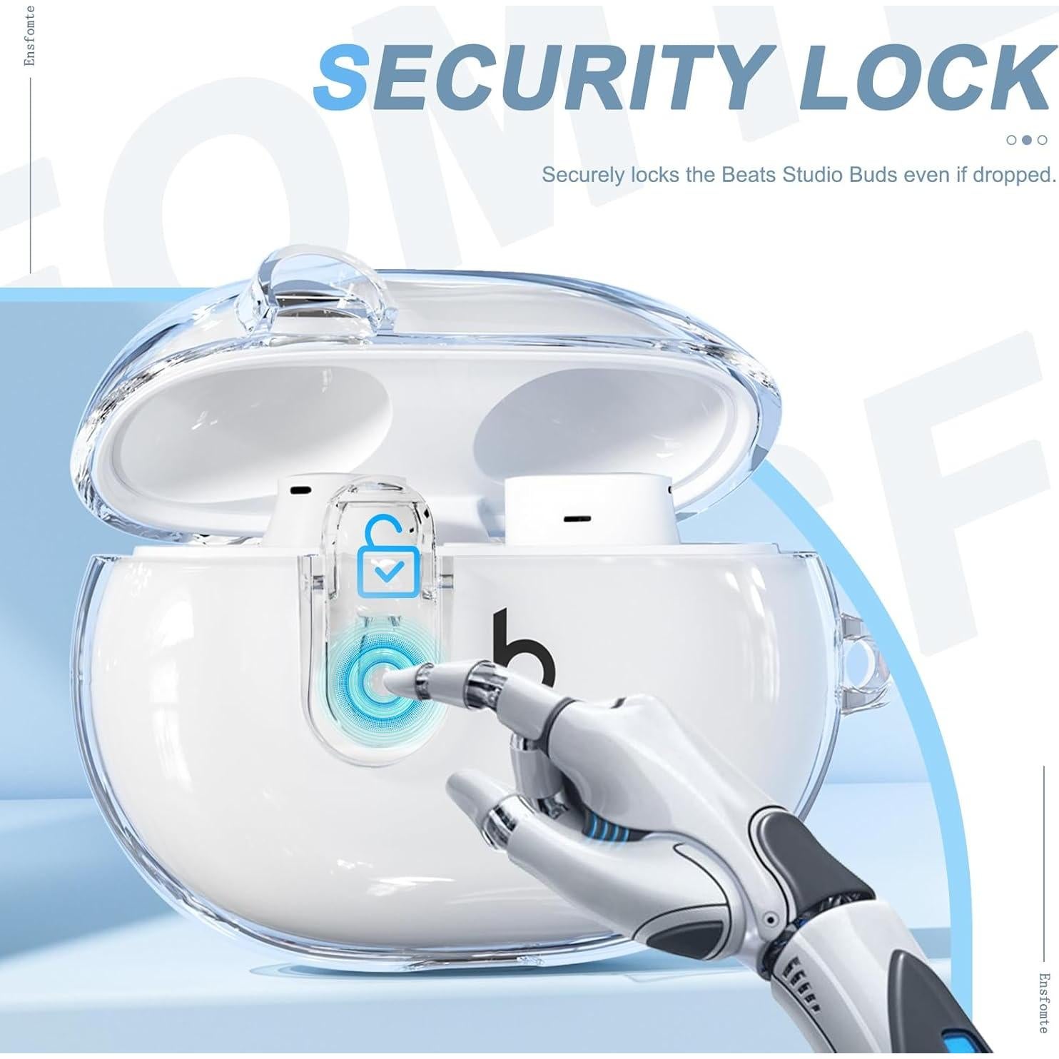 Funda Protectora Clara para Beats Studio Buds Plus con Llavero