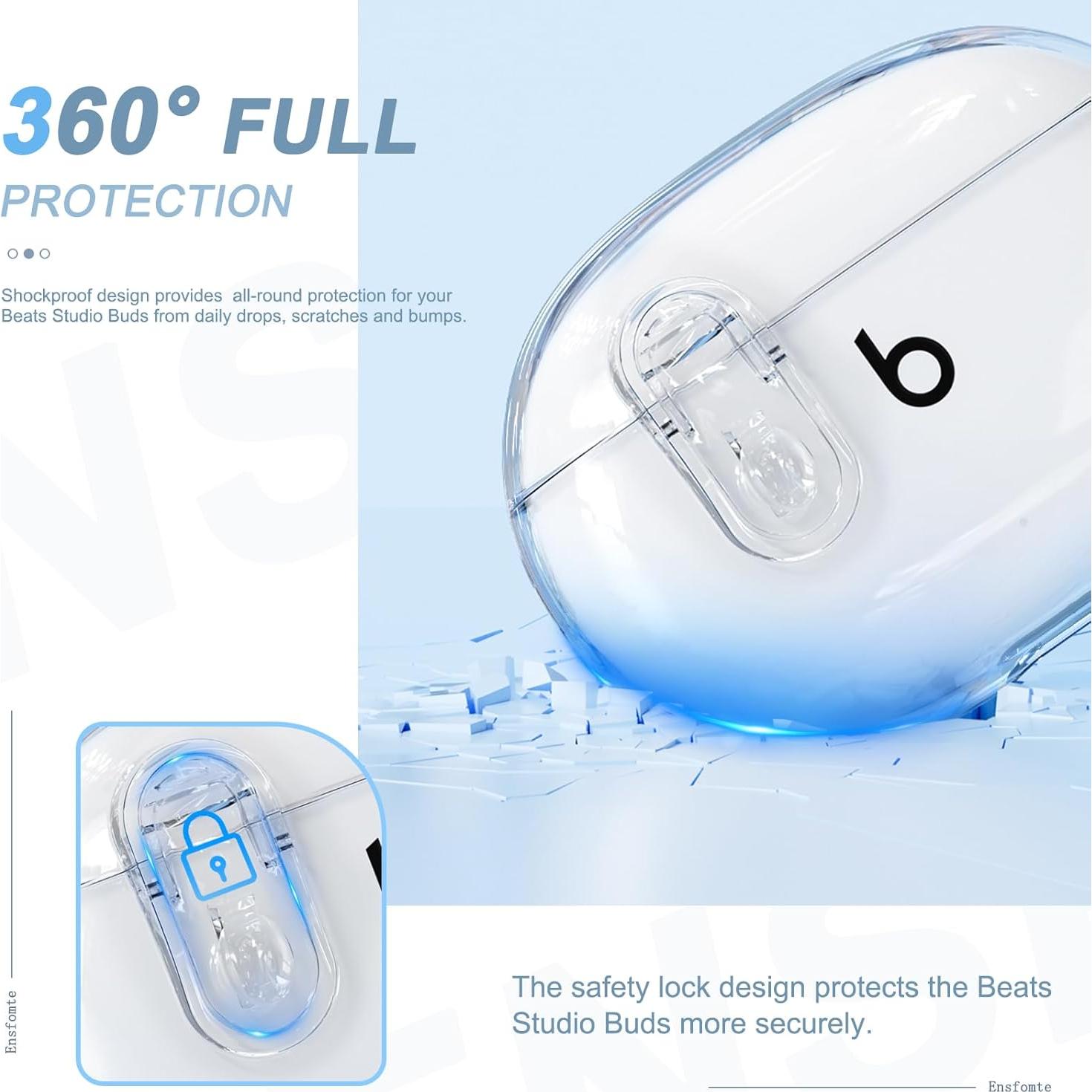 Funda Protectora Clara para Beats Studio Buds Plus con Llavero