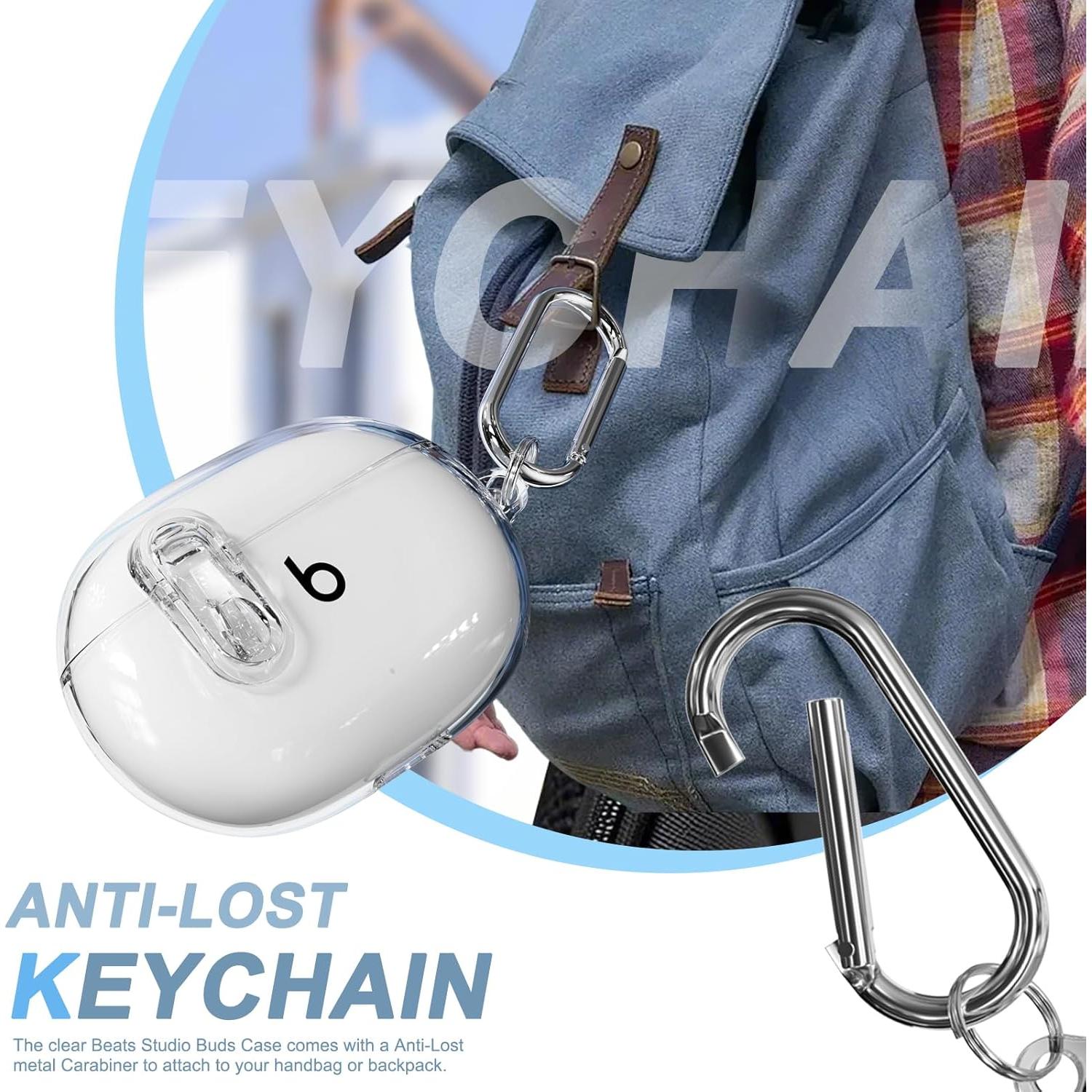 Funda Protectora Clara para Beats Studio Buds Plus con Llavero
