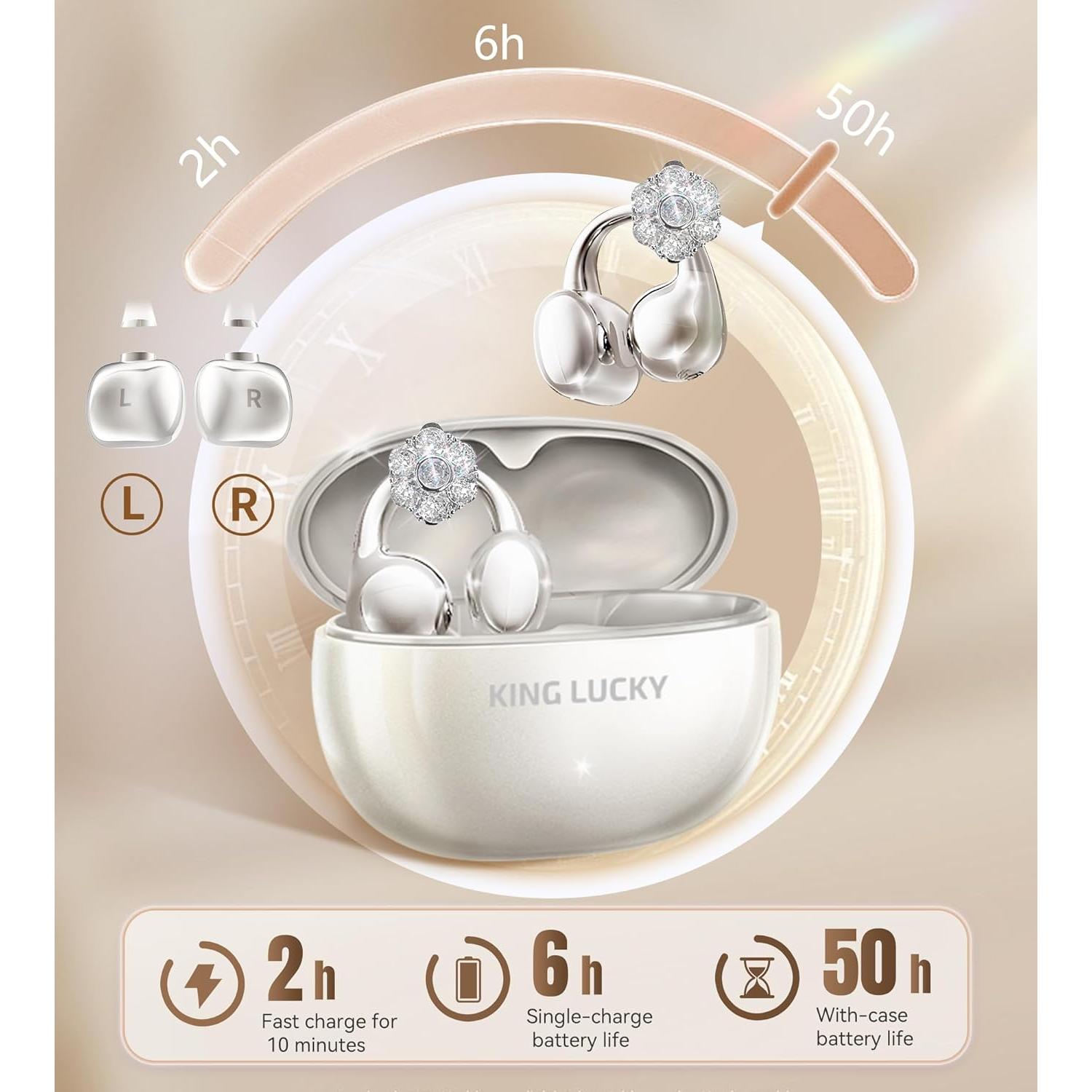 Auriculares Inalámbricos King Lucky i121 Clip-On Blancos IPX5