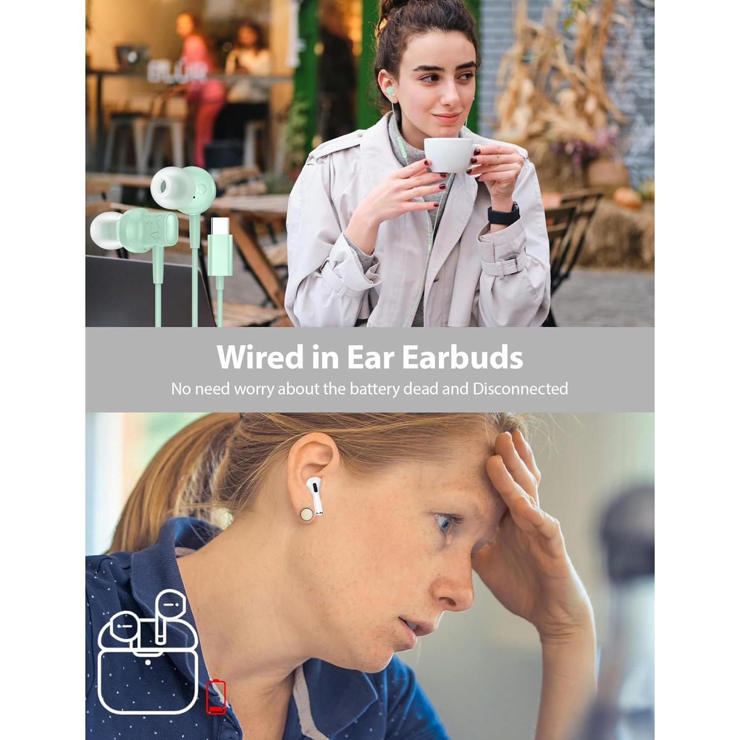 Auriculares USB C ACAGET HiFi Estéreo con Micrófono y Aislamiento