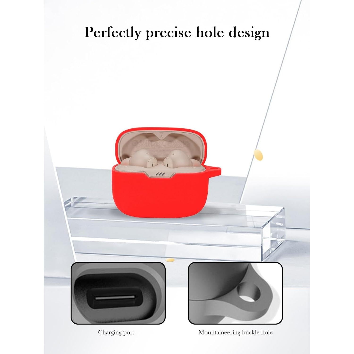 Funda Protectora Silicona BOVUGAC para JBL Tune 230NC TWS - Rojo