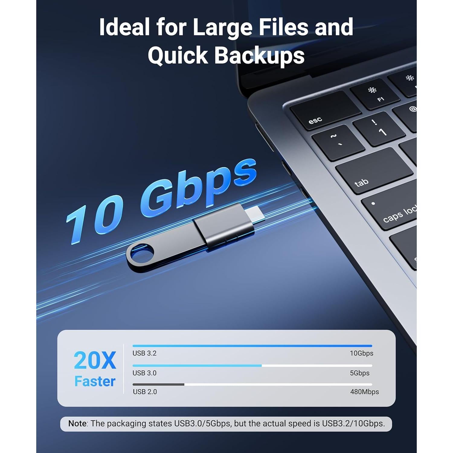 Paquete de 2 Adaptadores USB C a USB 3.0 Syntech Mark3 Gris