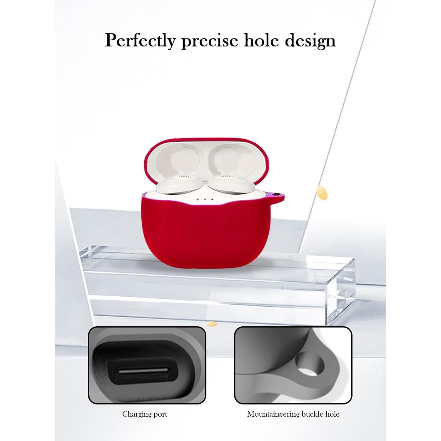 Funda Protectora Silicona BOVUGAC para JBL Tune 120 TWS Rojo