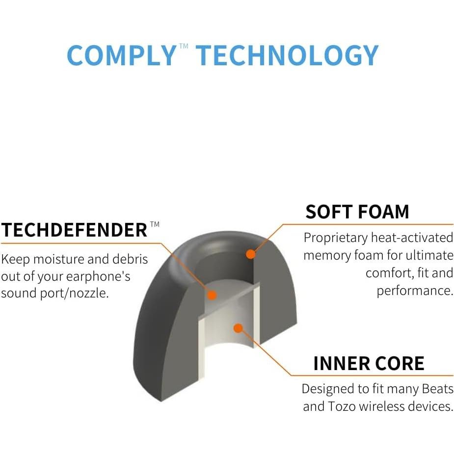 Consejos de espuma viscoelástica Comply TrueGrip para Sennheiser Momentum y CX-400BT - 3 pares, Mediano