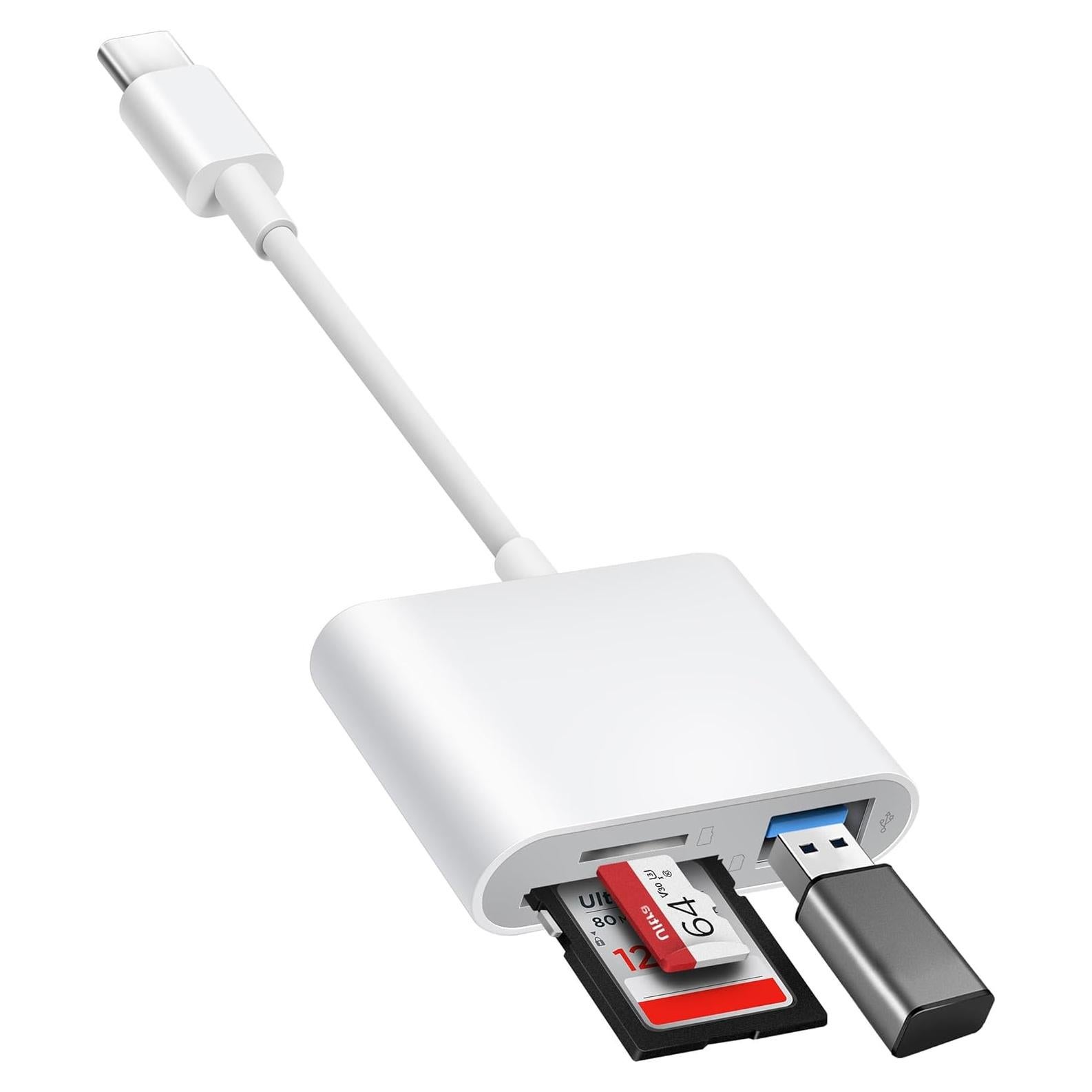 Lector de Tarjetas SD USB-C BnmxTek con 3 Puertos para iPhone y iPad