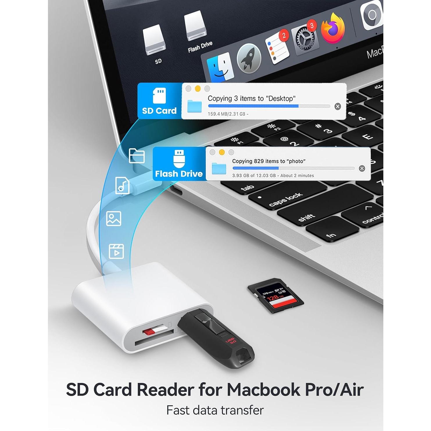 Lector de Tarjetas SD USB-C BnmxTek con 3 Puertos para iPhone y iPad