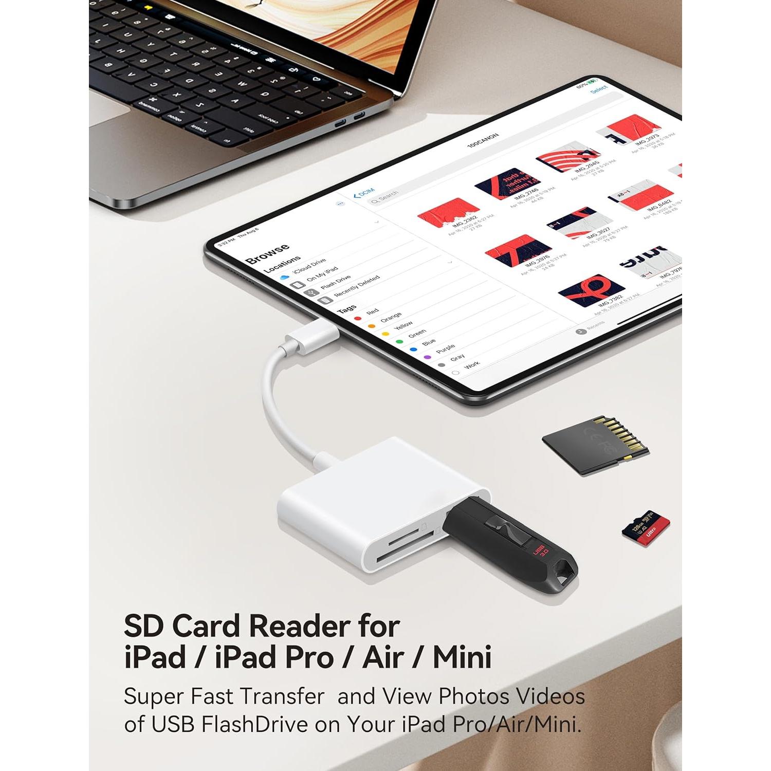 Lector de Tarjetas SD USB-C BnmxTek con 3 Puertos para iPhone y iPad