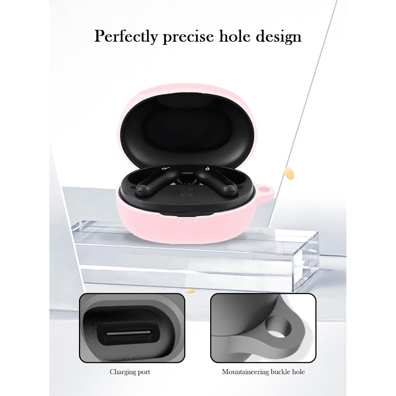 Funda de Silicona Rosa BOVUGAC para Auriculares Anker LIFE P2 mini