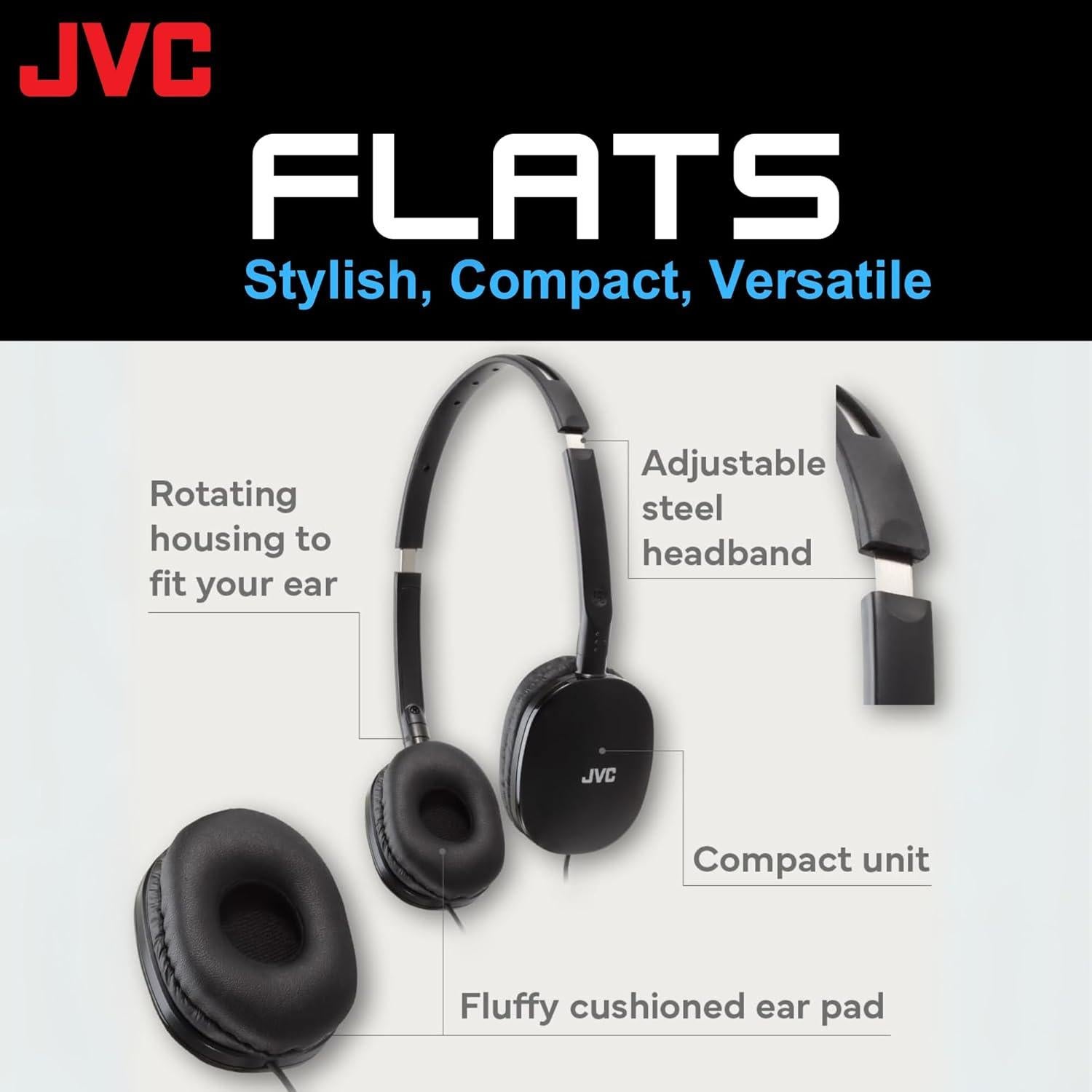 Auriculares JVC HAS160 Flats On-Ear Plegables 30mm Negro