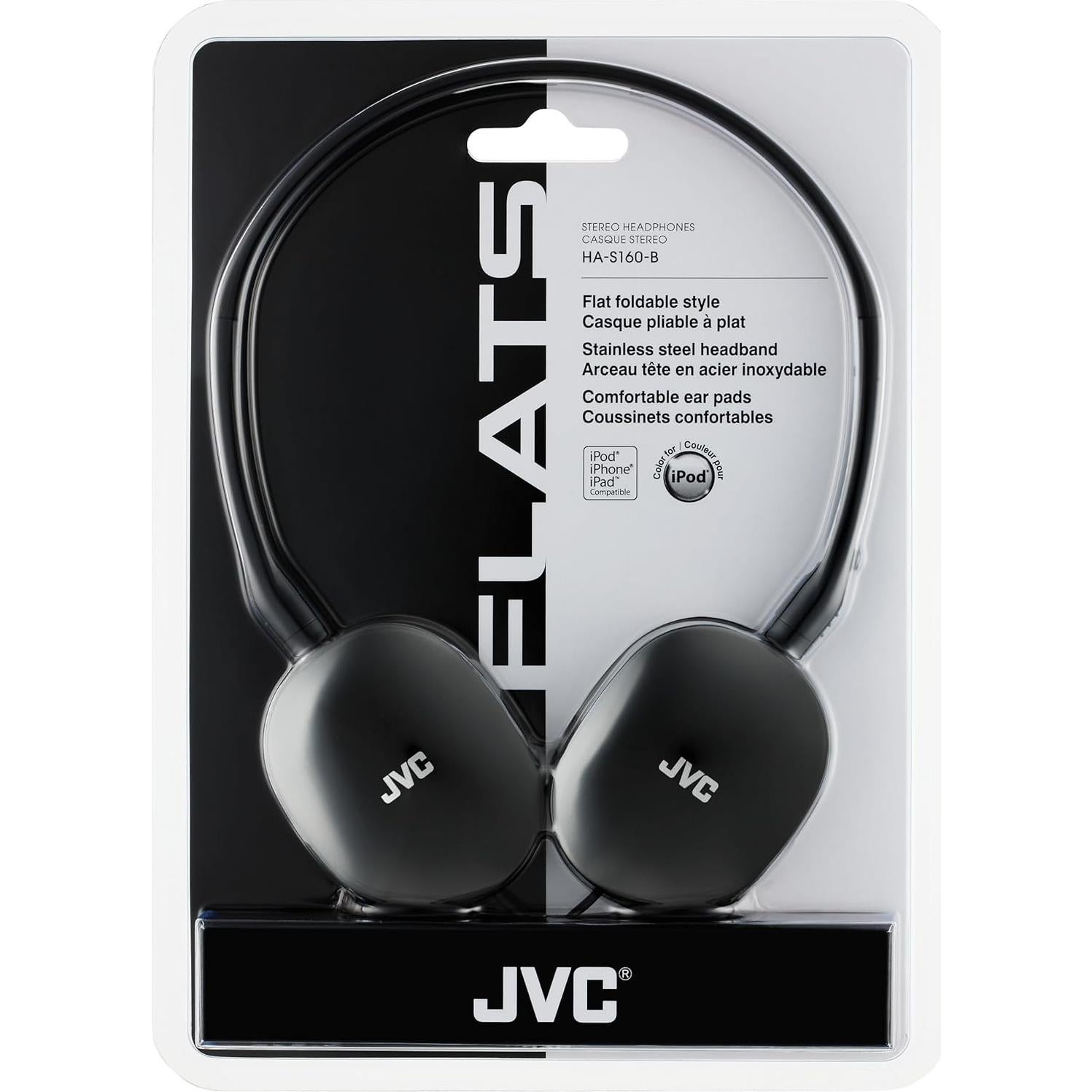 Auriculares JVC HAS160 Flats On-Ear Plegables 30mm Negro