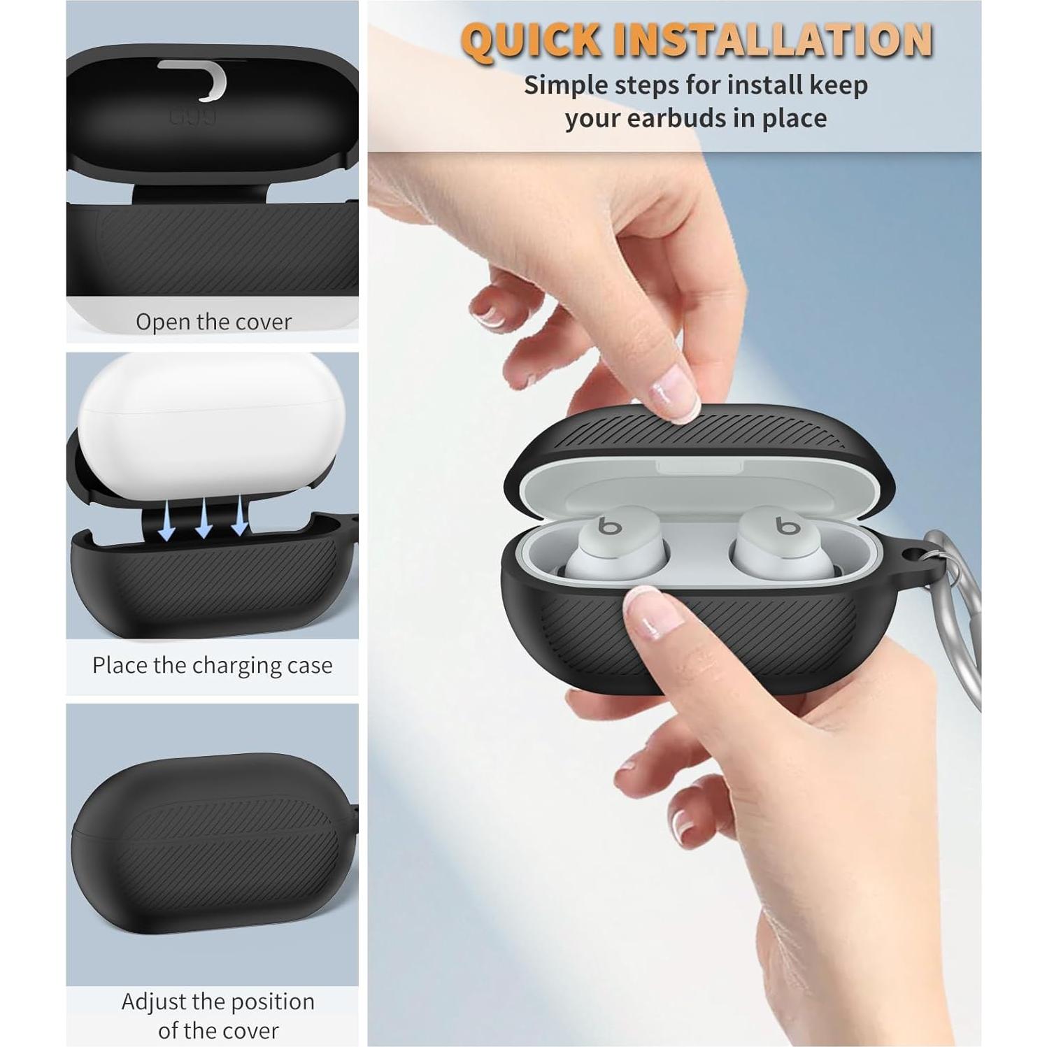 Funda de Silicona WADVCU para Beats Solo Buds - Negro