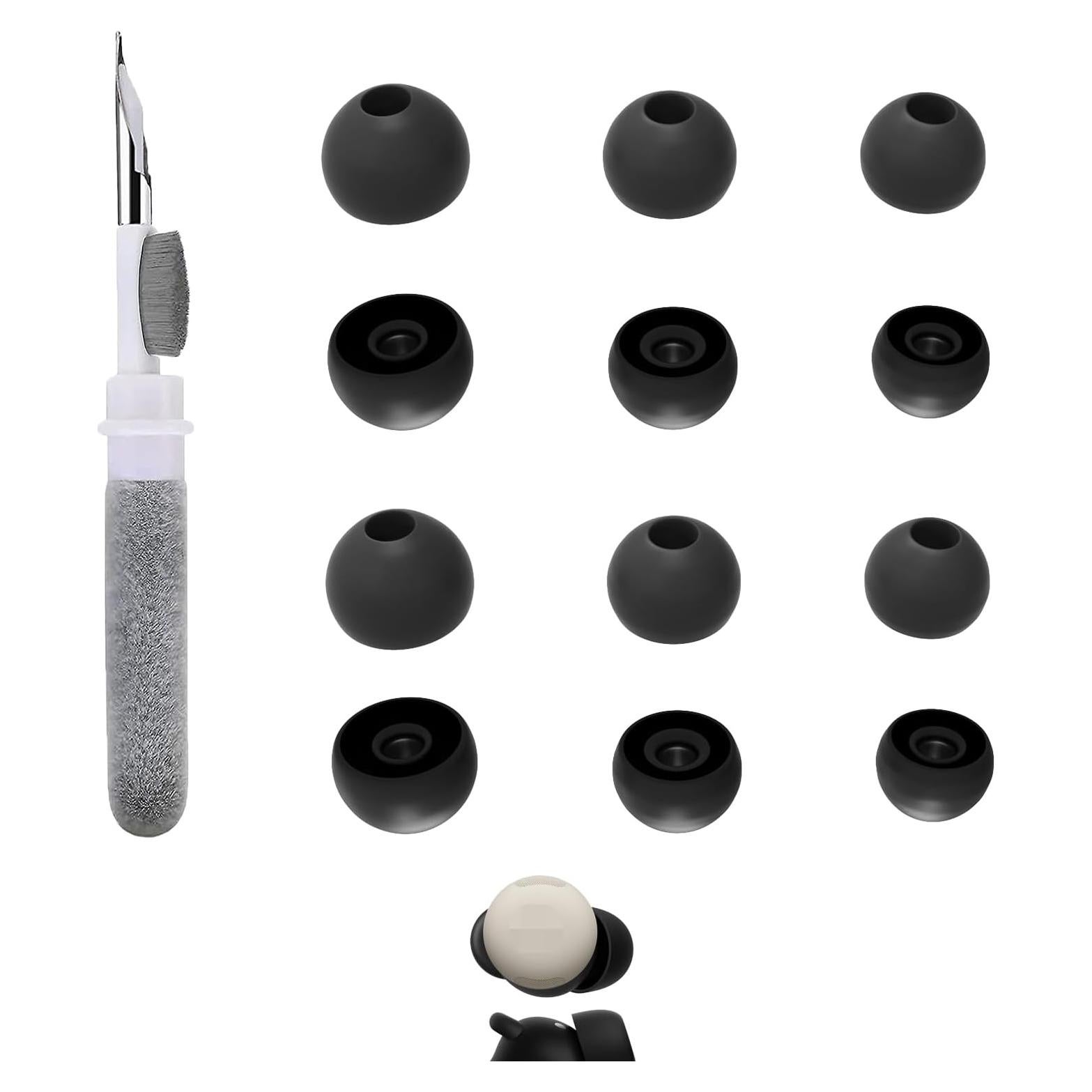 Replacement Earbud Tips Compatible with Google Pixel Buds Pro/Pro 2/Buds A-Series True Wireless Earbuds, Silicone Ear Tips, Fits in Case, S/M/L 6 Pairs, with 3-in-1 Cleaner Kit