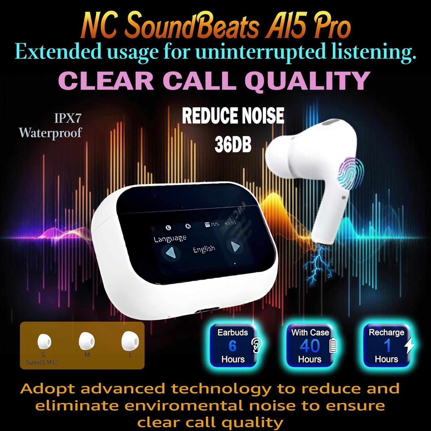 Auriculares Inalámbricos NC SoundBeats A15 Pro - Bluetooth 5.4, ANC, IPX7
