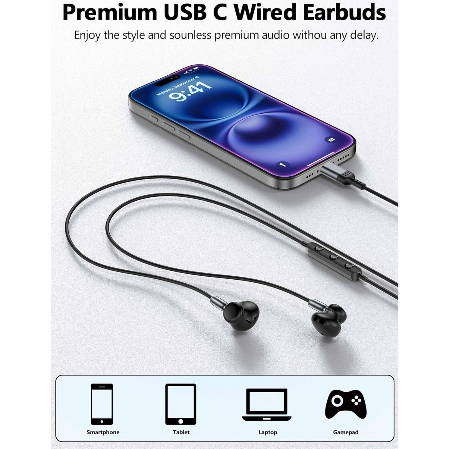 Auriculares In-Ear USB C TOPAUX con Cancelación de Ruido