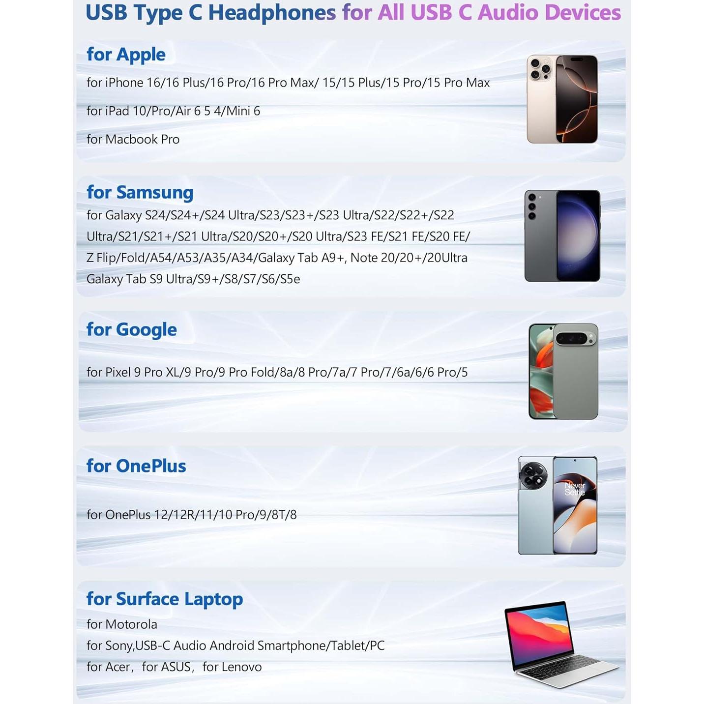 Auriculares In-Ear USB C TOPAUX con Cancelación de Ruido