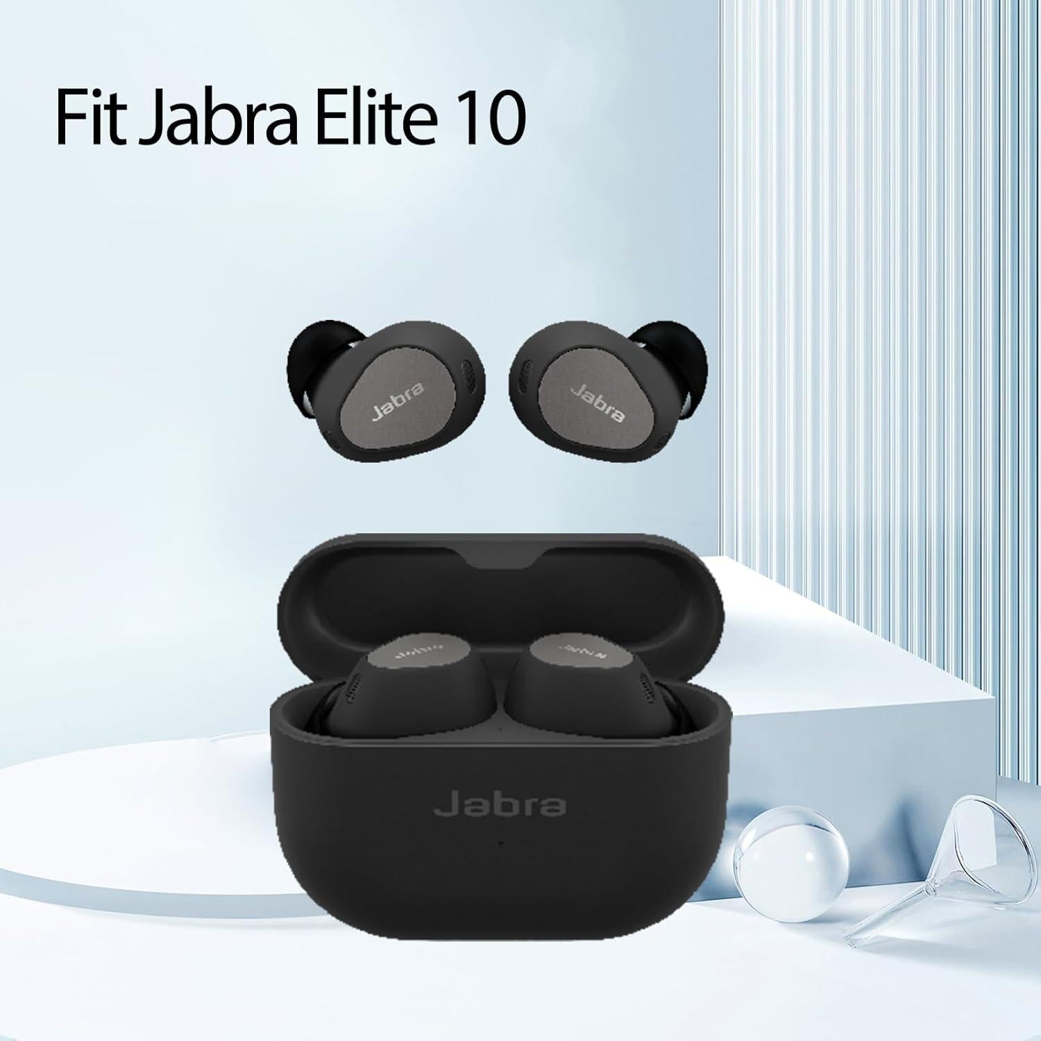 Memory Foam Ear Tips with Dust Mesh Compatible with Jabra Elite 10/10 GEN 2 True Wireless Earbuds, Anti-Slip Replacement Ear Tip, No Silicone Eartip Pain & Nonallergic, 3 Pairs (S/M/L, Black)