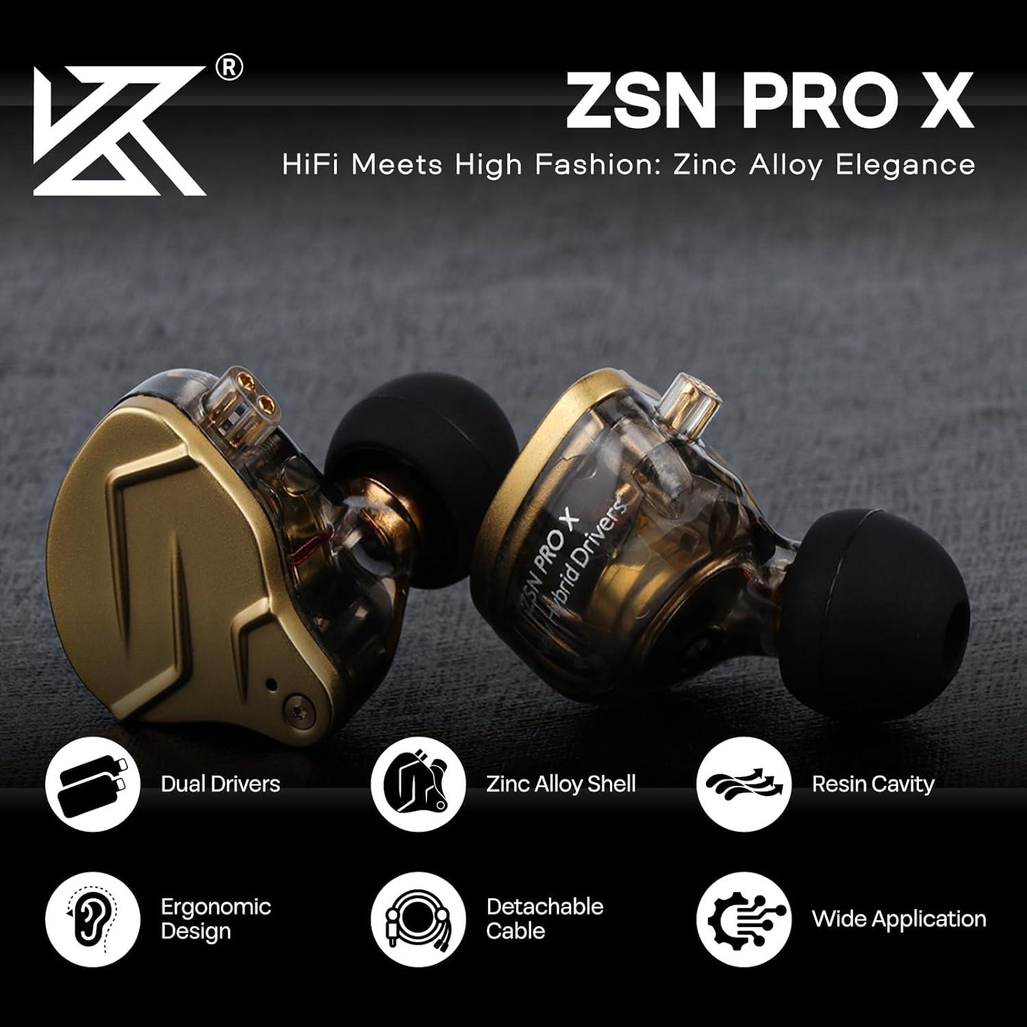 Auriculares In-Ear KZ ZSN PRO X HiFi 10mm Dual Driver Metal