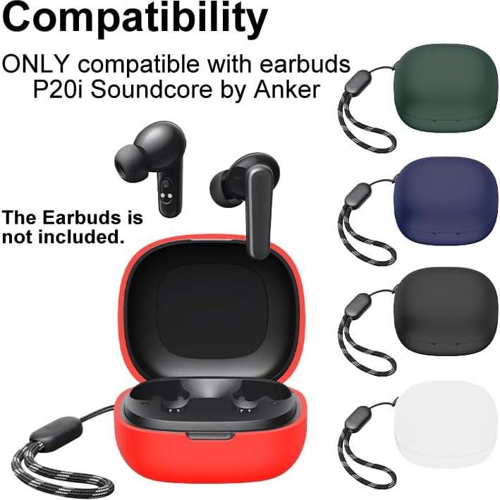 Funda de Silicona SMAATE para Auriculares Anker P20i - Negro
