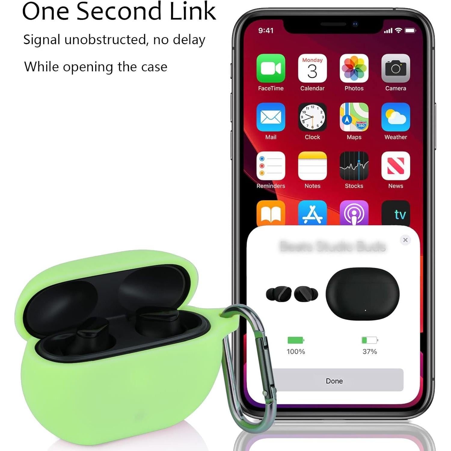 Funda de Silicona LEFXMOPHY para Beats Studio Buds 2021 Verde