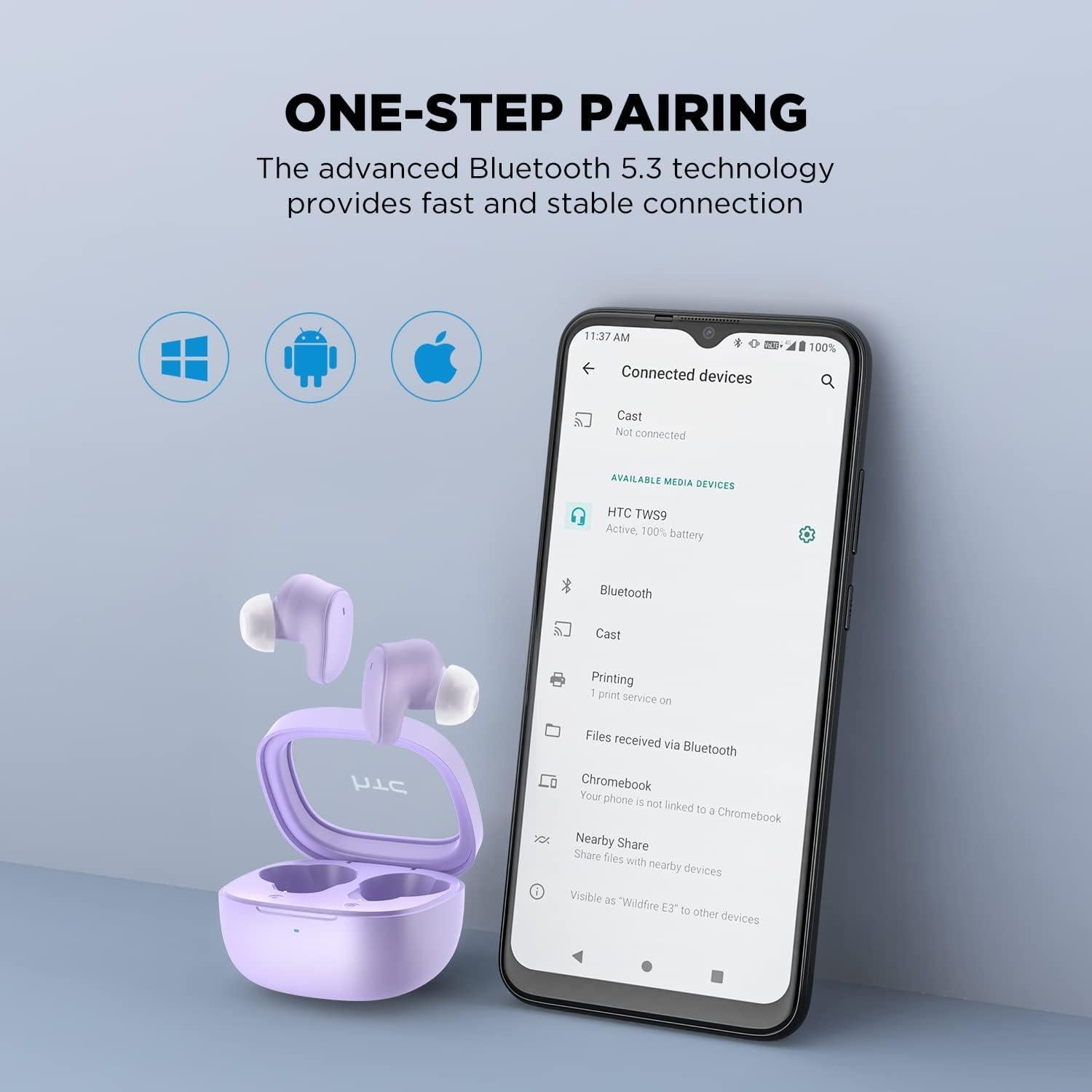 Auriculares Bluetooth Inalámbricos HTC TWS9 5.3 Carga Inalámbrica