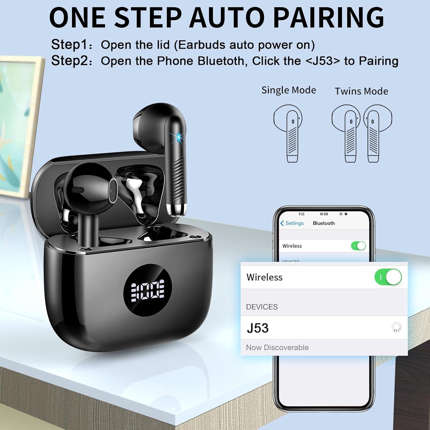 Auriculares Inalámbricos Jxrev J53 Bluetooth 5.4 HiFi 50H