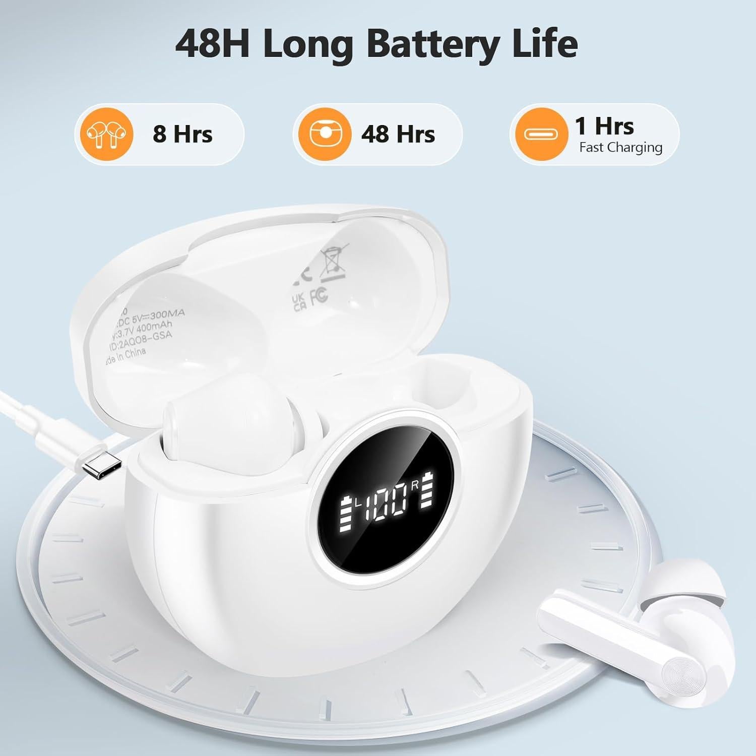 Auriculares Inalámbricos BUABMEQ S40 Bluetooth 5.4 con 48H Reproducción