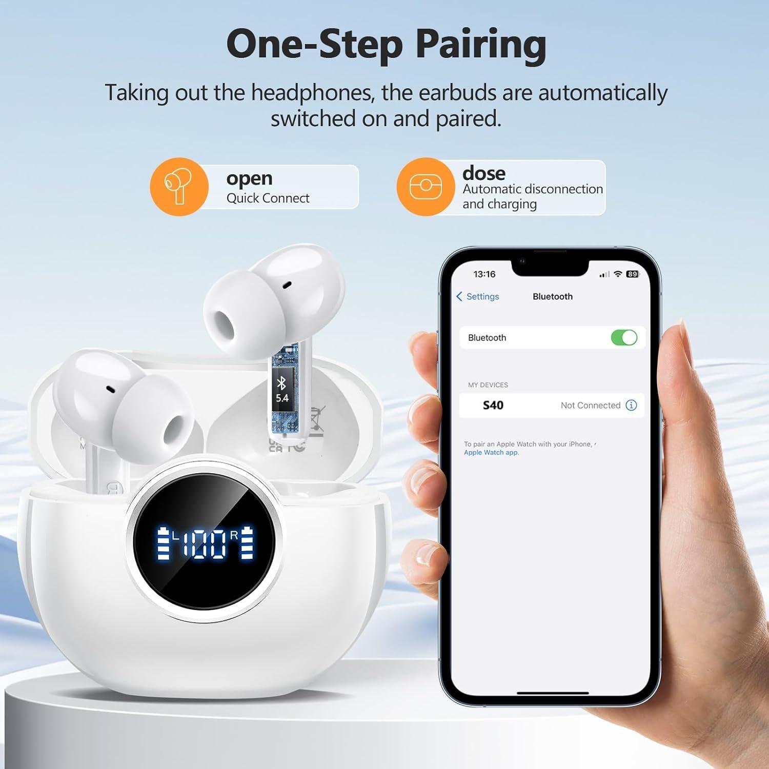 Auriculares Inalámbricos BUABMEQ S40 Bluetooth 5.4 con 48H Reproducción