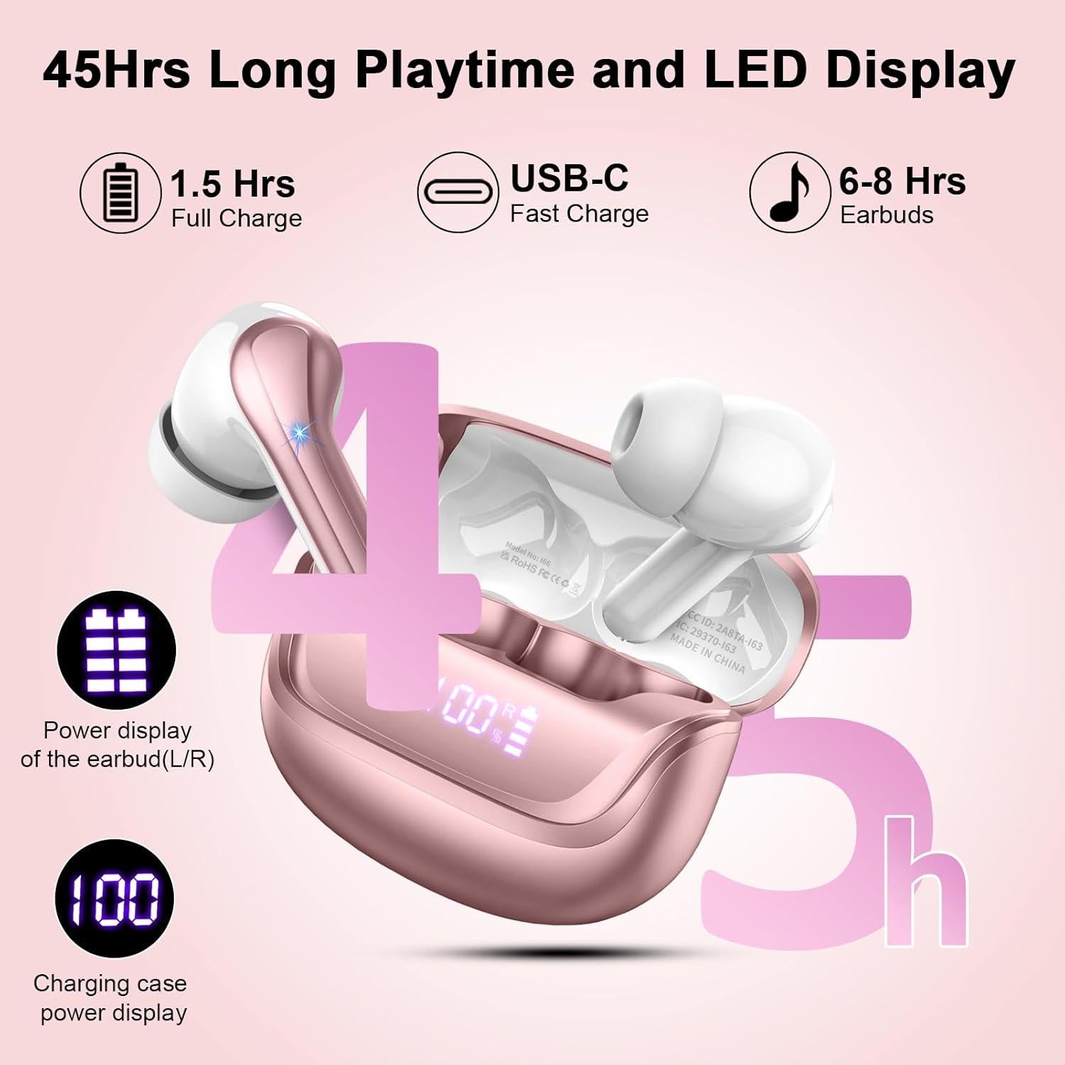 Auriculares Inalámbricos Donerton I66 Bluetooth 5.4 IP7 45H