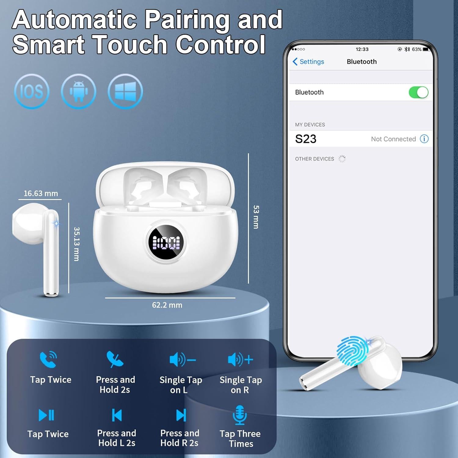 Auriculares Inalámbricos Motost S23 Bluetooth 5.3 HiFi 40H IP7