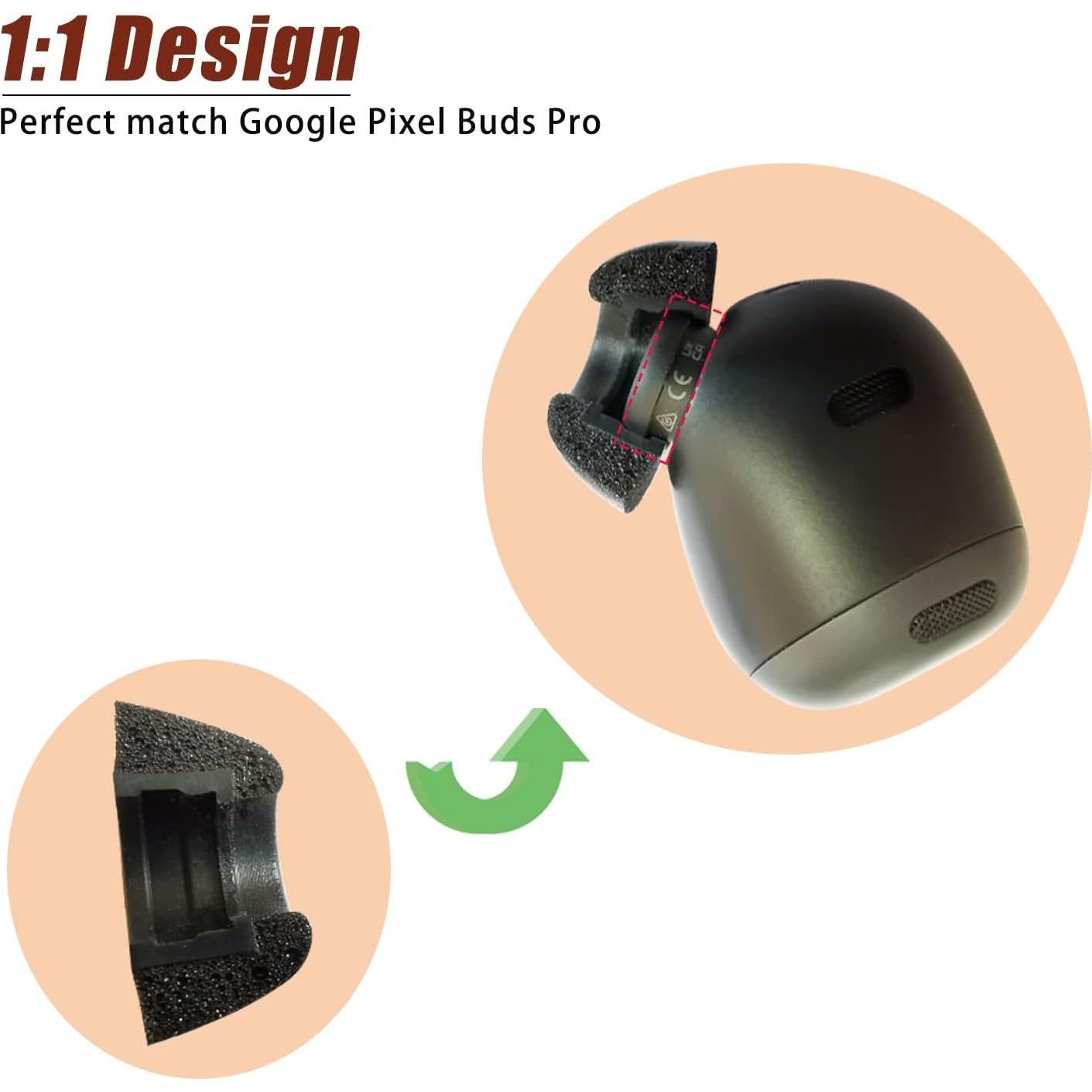 Consejos de espuma viscoelástica Mijusun para Google Pixel Buds Pro - 3 pares
